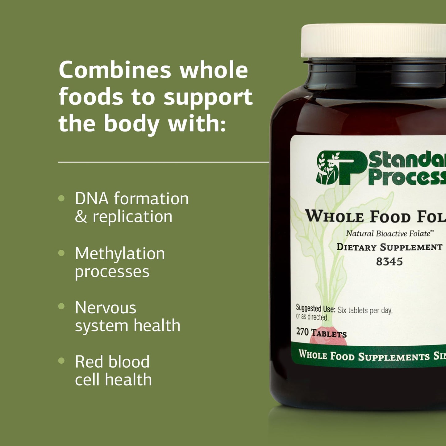 Standard Process Inc. Whole Food Folate Capsules, 270