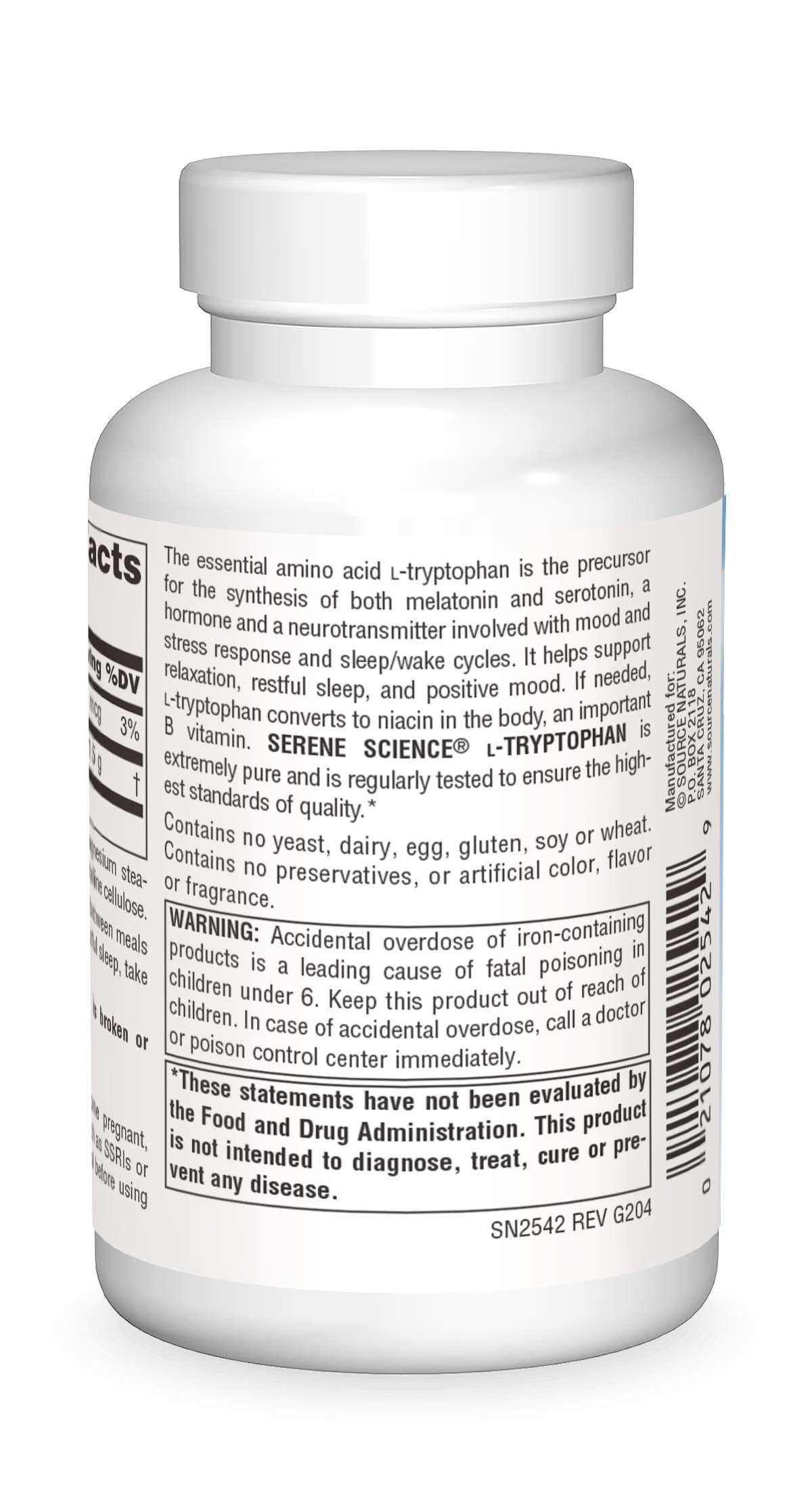 Source Naturals Serene Science L-Tryptophan 500 mg 60 Capsules