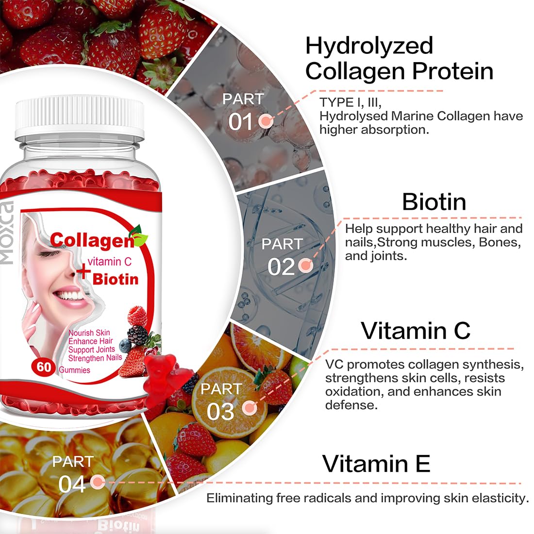 Moxca Hydrolyzed Marine Collagen Gummies, 60 Count