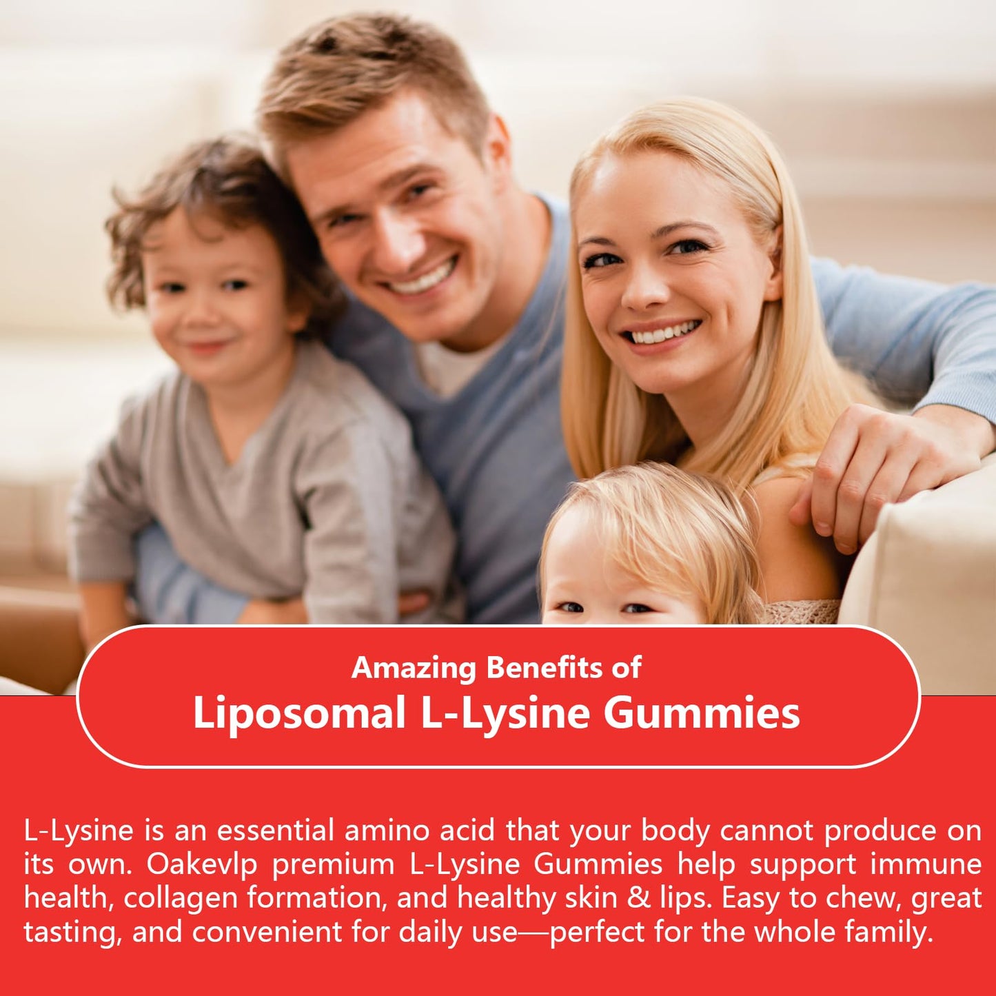 Oakevlp Liposomal L-Lysine 2400mg & Vitamin C 1000mg Gummies, 60 Count