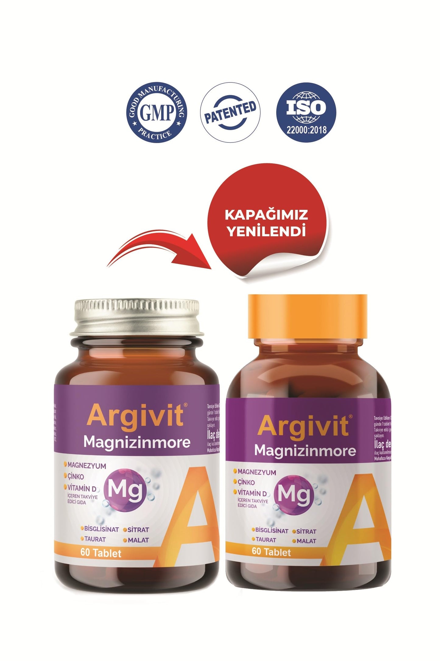 Argivit Magnizinmore 4-Form Magnesium Complex with Zinc, Vitamin D3 and B-Vitamins, Energy and Immune Support, 60 Tablets