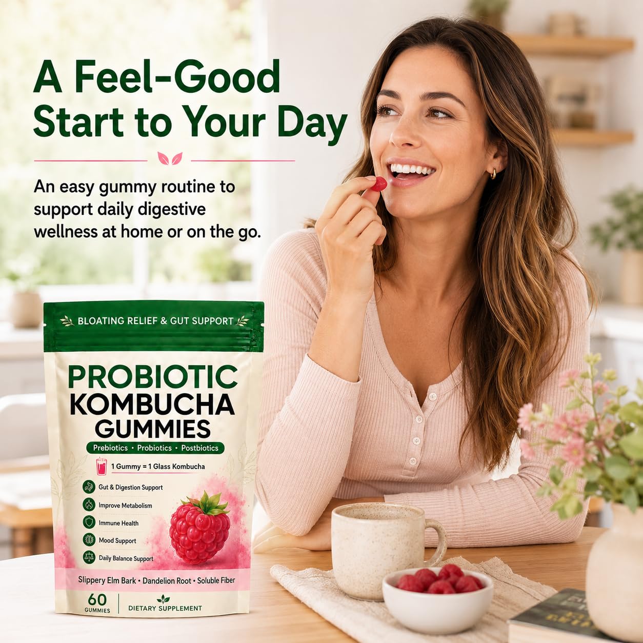 Awjsde Jevawell Kombucha Gummies, Gummy, 60 Count