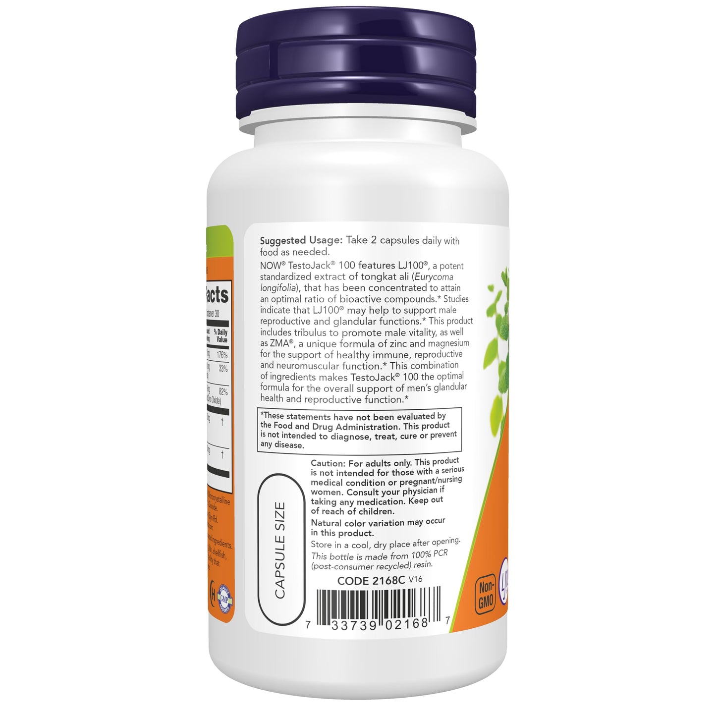 NOW Foods TestoJack 100 with LJ100 Tongkat Ali, Tribulus & ZMA, 60 Veg Capsules