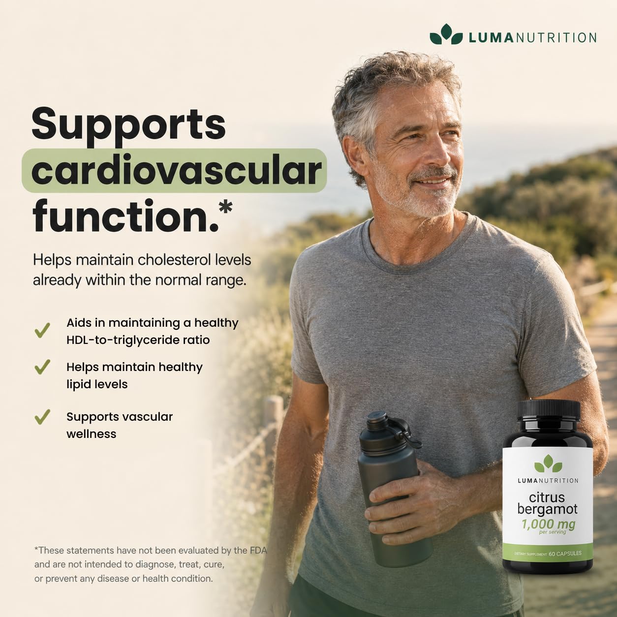 Luma Nutrition Citrus Bergamot 1000mg Capsule, 60 Count