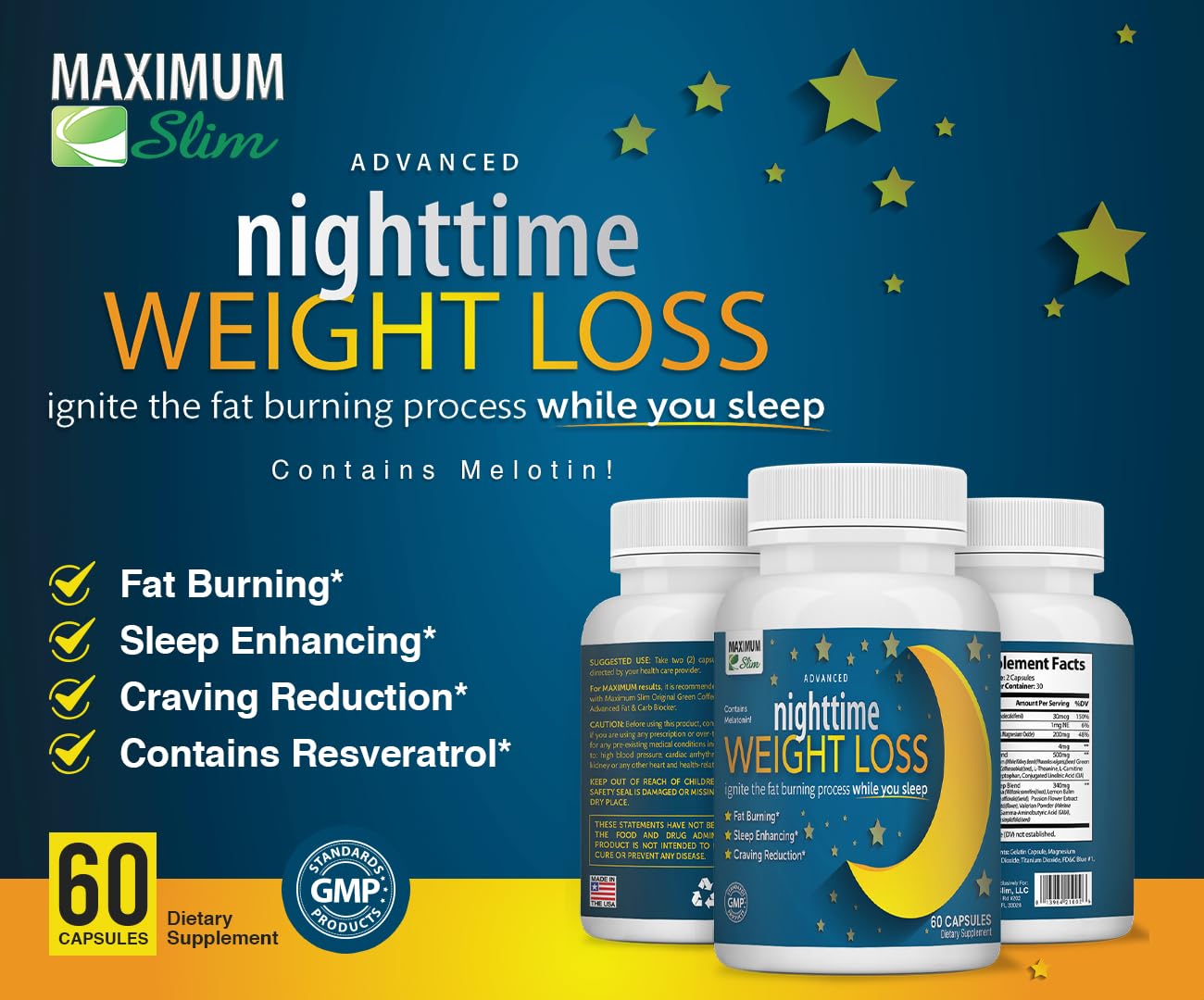 Maximum Slim Nighttime Weight Support Capsules, 60 Count