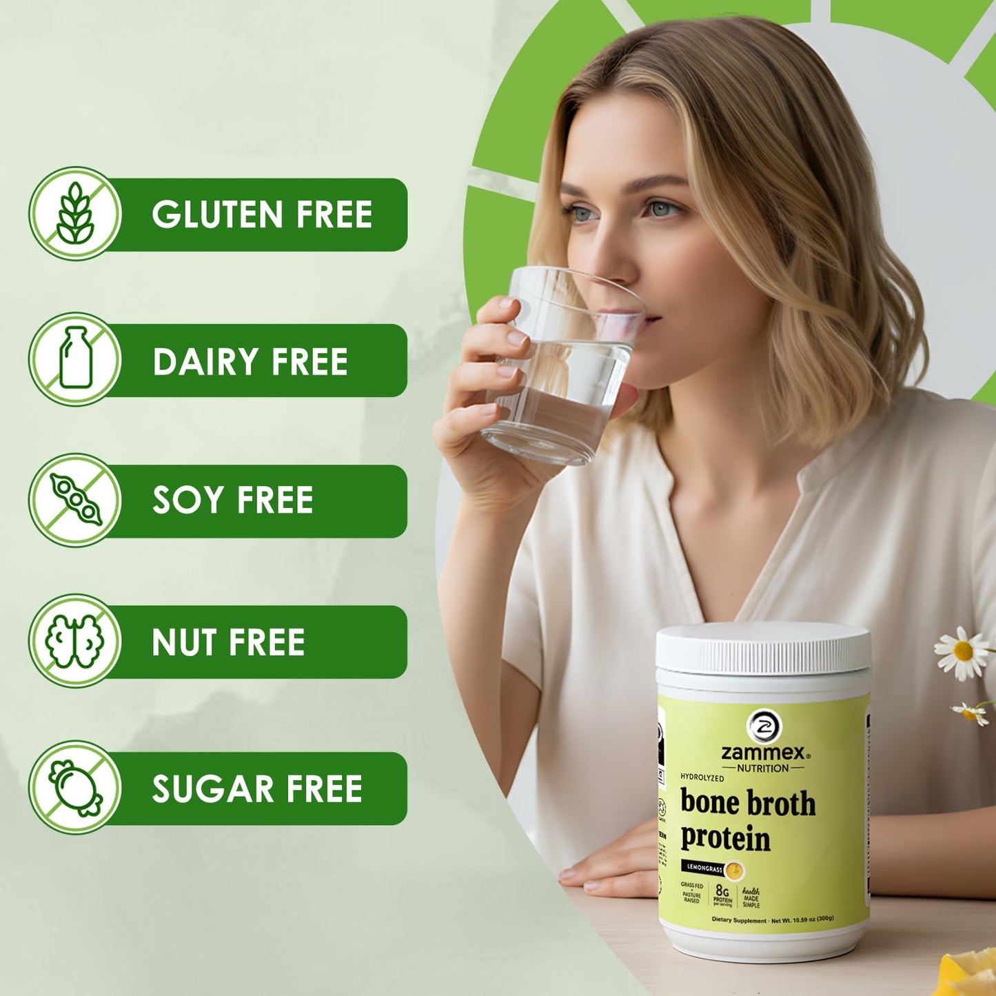 Zammex Beef Bone Broth Protein Powder, 10.58 Ounce