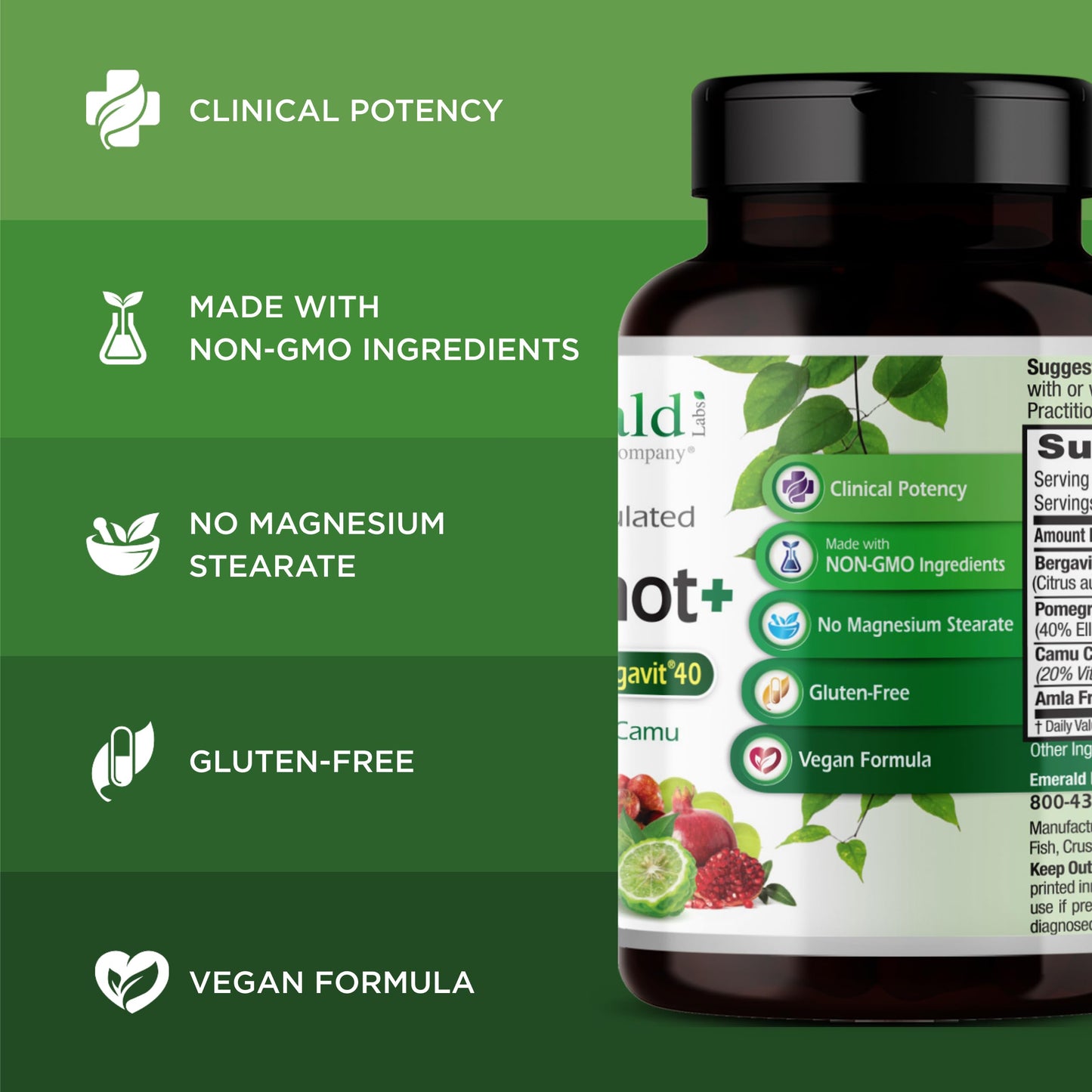 Emerald Labs Bergamot+ Vegetable Capsules 60 Count