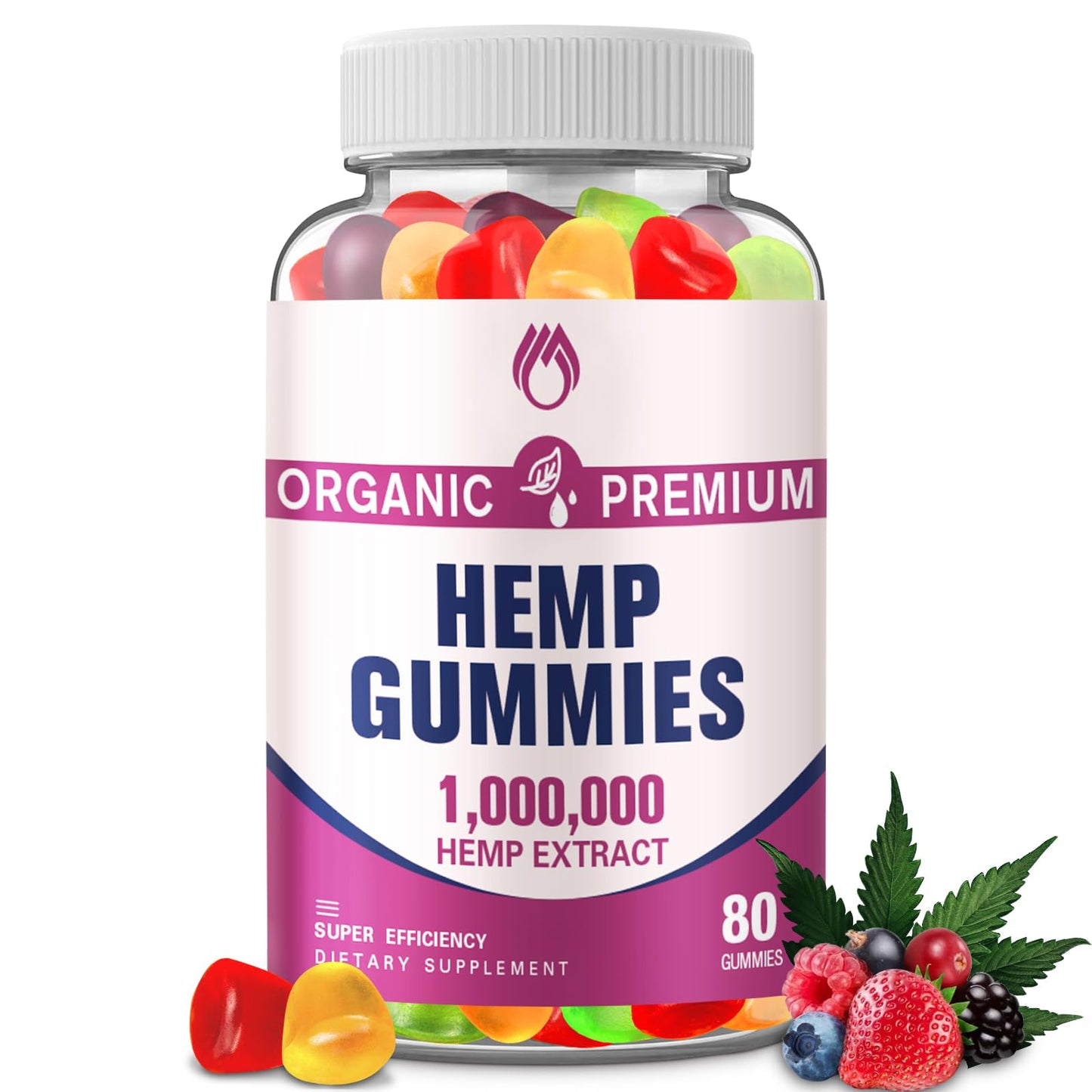 MSLOTAL Hemp Seed Gummies with Hemp Extract, Omega-3-6-9, Vegan, Non-GMO, 80 Gummies