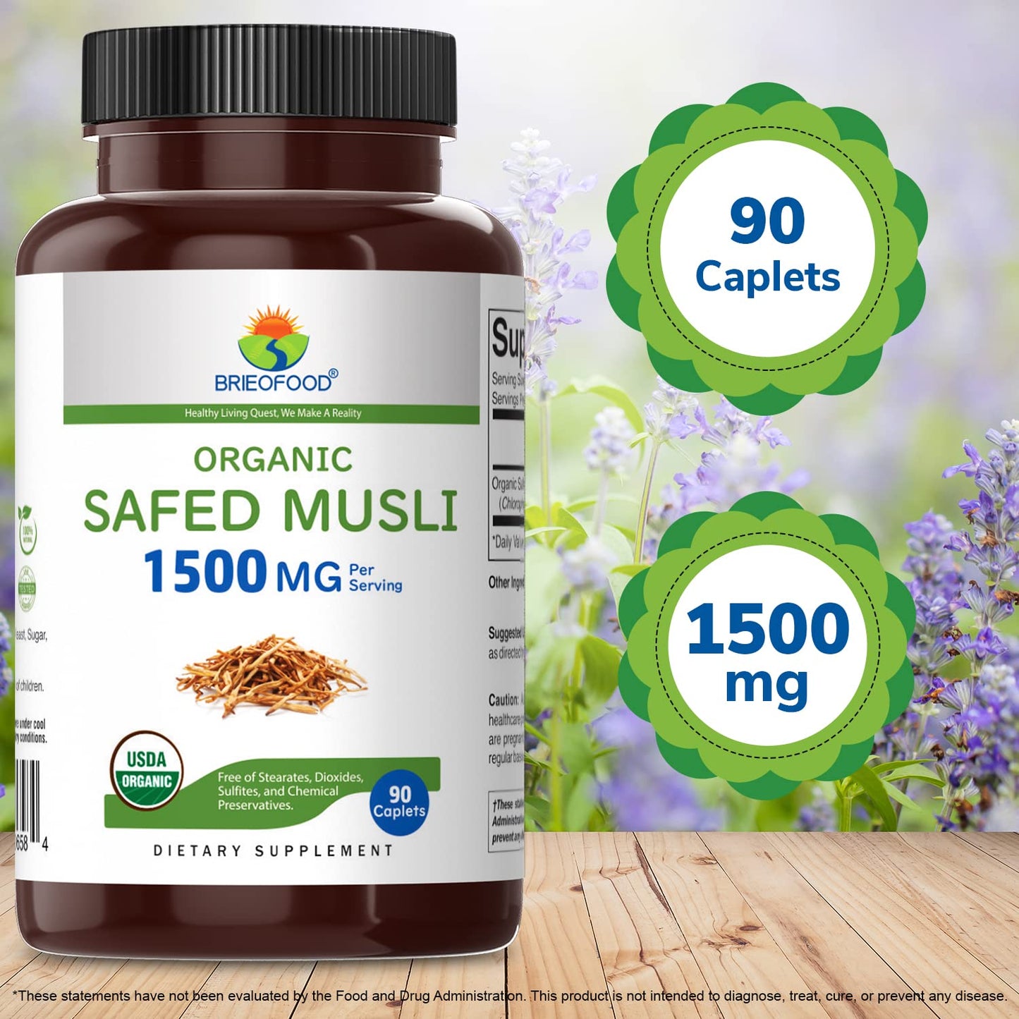 Brieofood Organic Safed Musli 1500mg Tablet 180