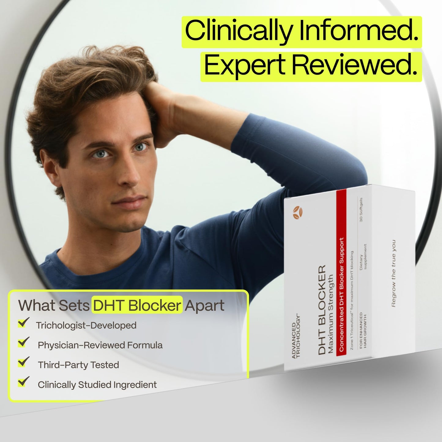 Advanced Trichology DHT Blocker Maximum Strength Hair Growth Supplement with Saw Palmetto & Pumpkin Seed Oil Softgel 30 Count