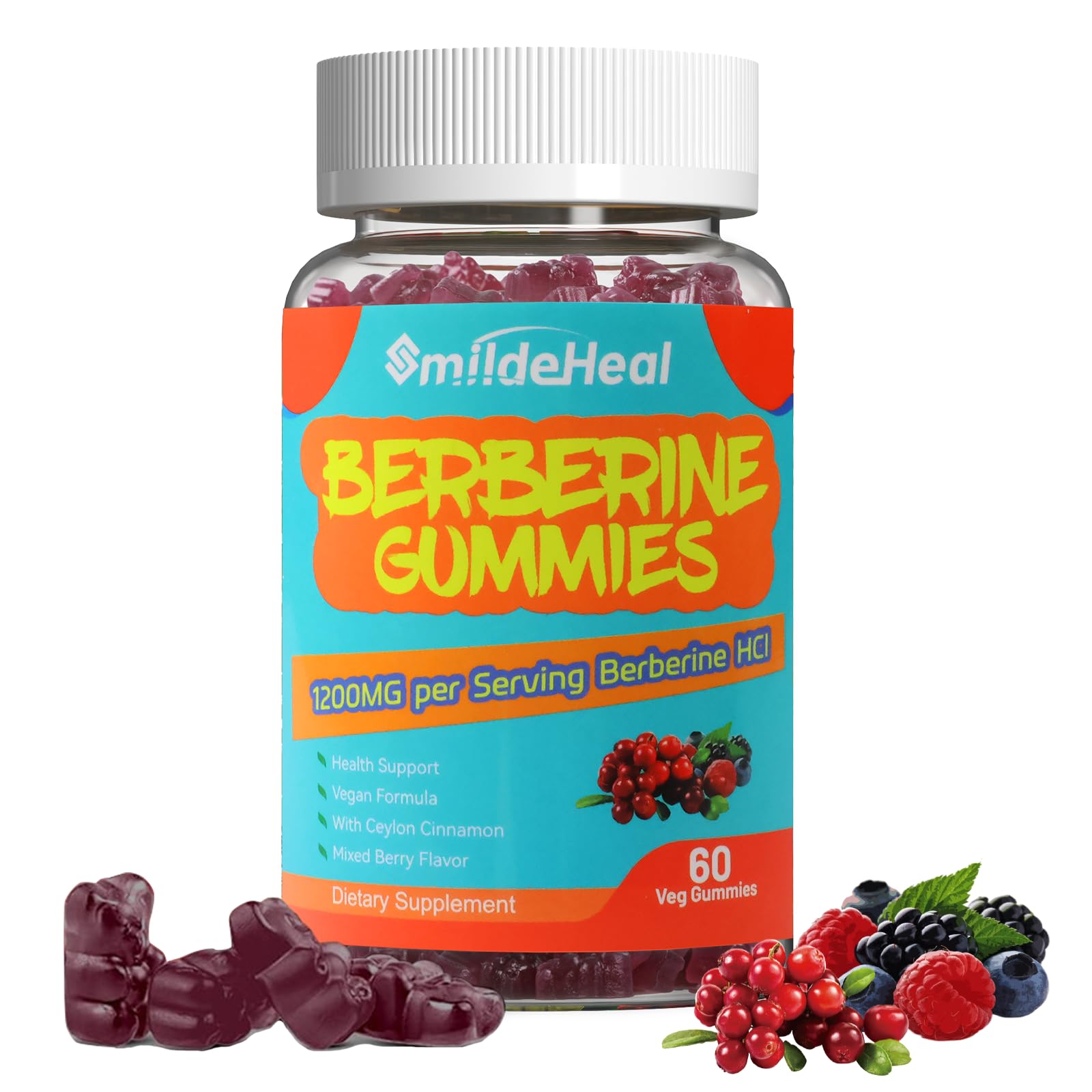 SmildeHeal Berberine Gummies 1200mg 60 Count