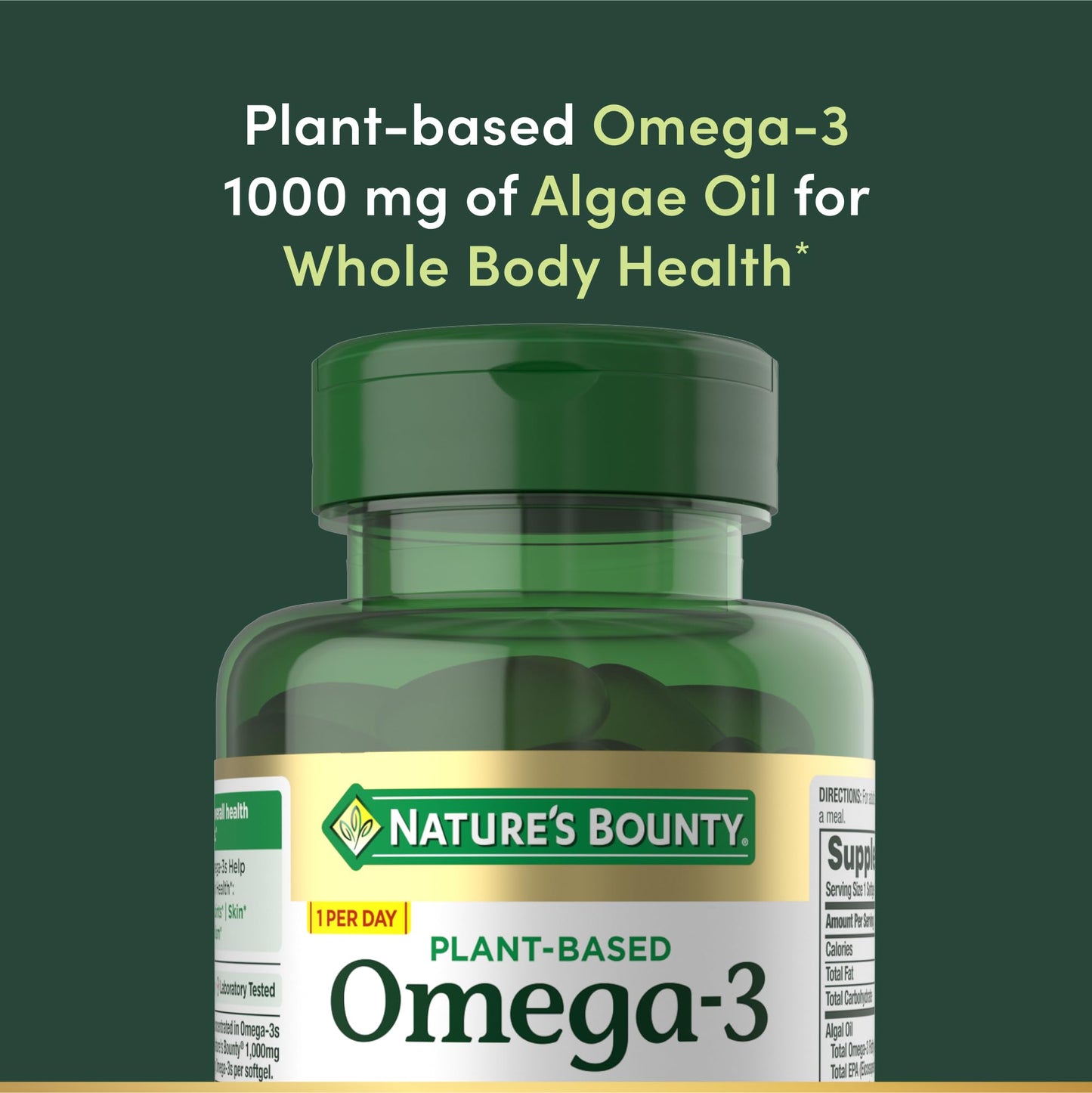 Nature's Bounty Omega-3 Plant-Based Fatty Acid Supplement Softgels, 30 Count