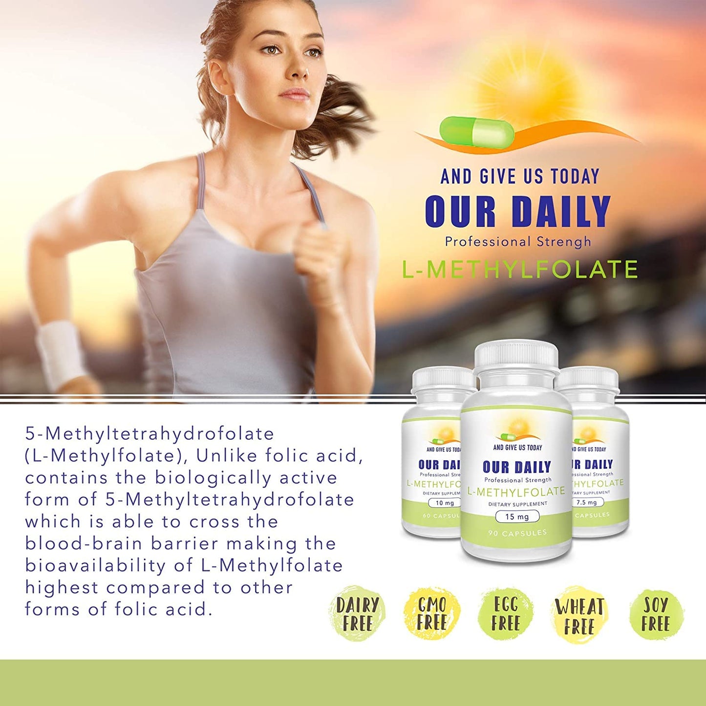 And Give Us Today Our Daily Our Daily Vites L-Methylfolate 1mg / 1000 mcg Maximum Strength Active Folate, 5-MTHF, Filler Free, Gluten Free, Non-GMO Capsules 180 Count