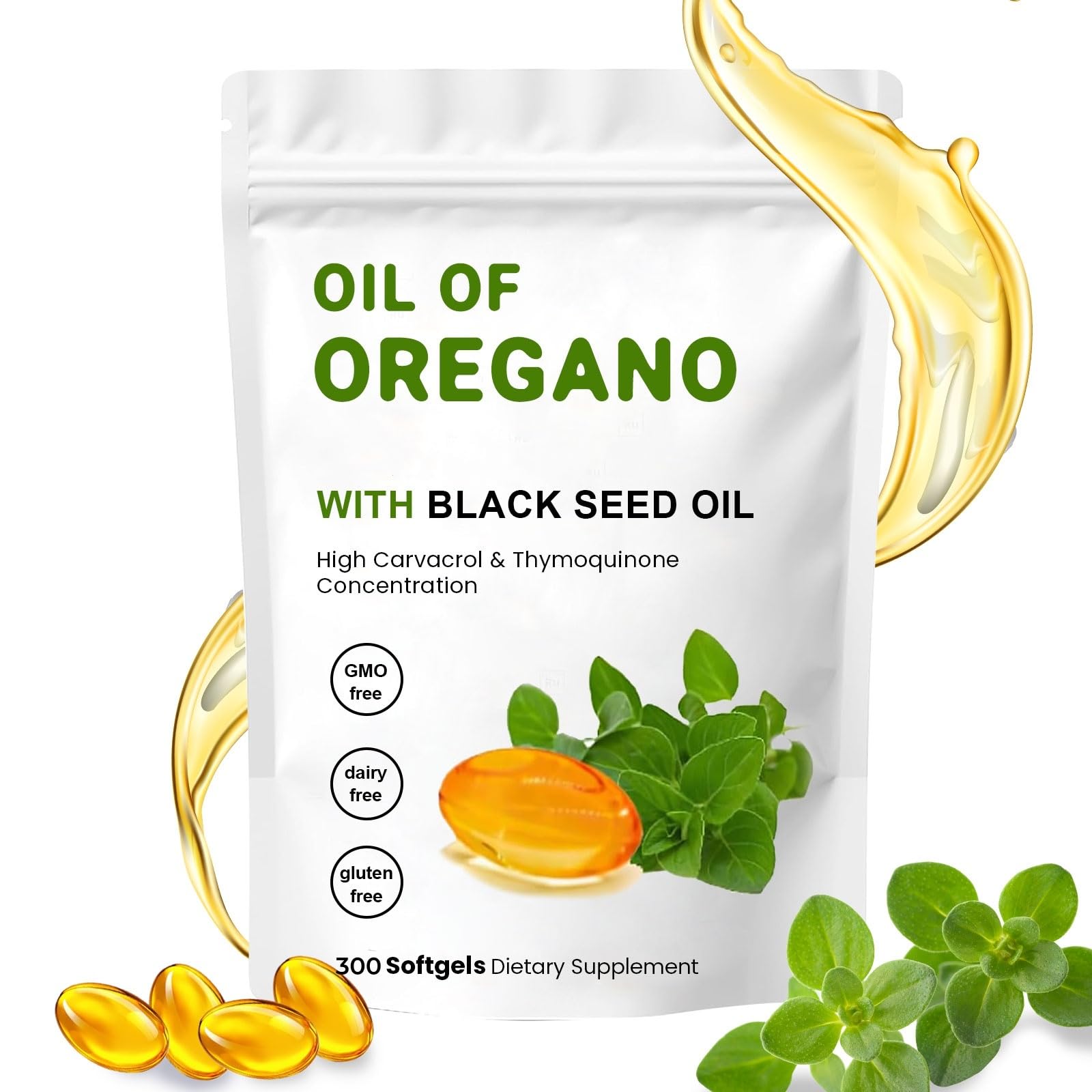 YKJHCSL Oil of Oregano Capsules 300 Count