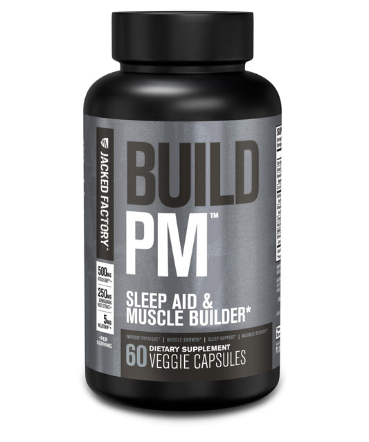 Jacked Factory Build PM Night Time Muscle Builder & Sleep Aid Capsules, 60 Count
