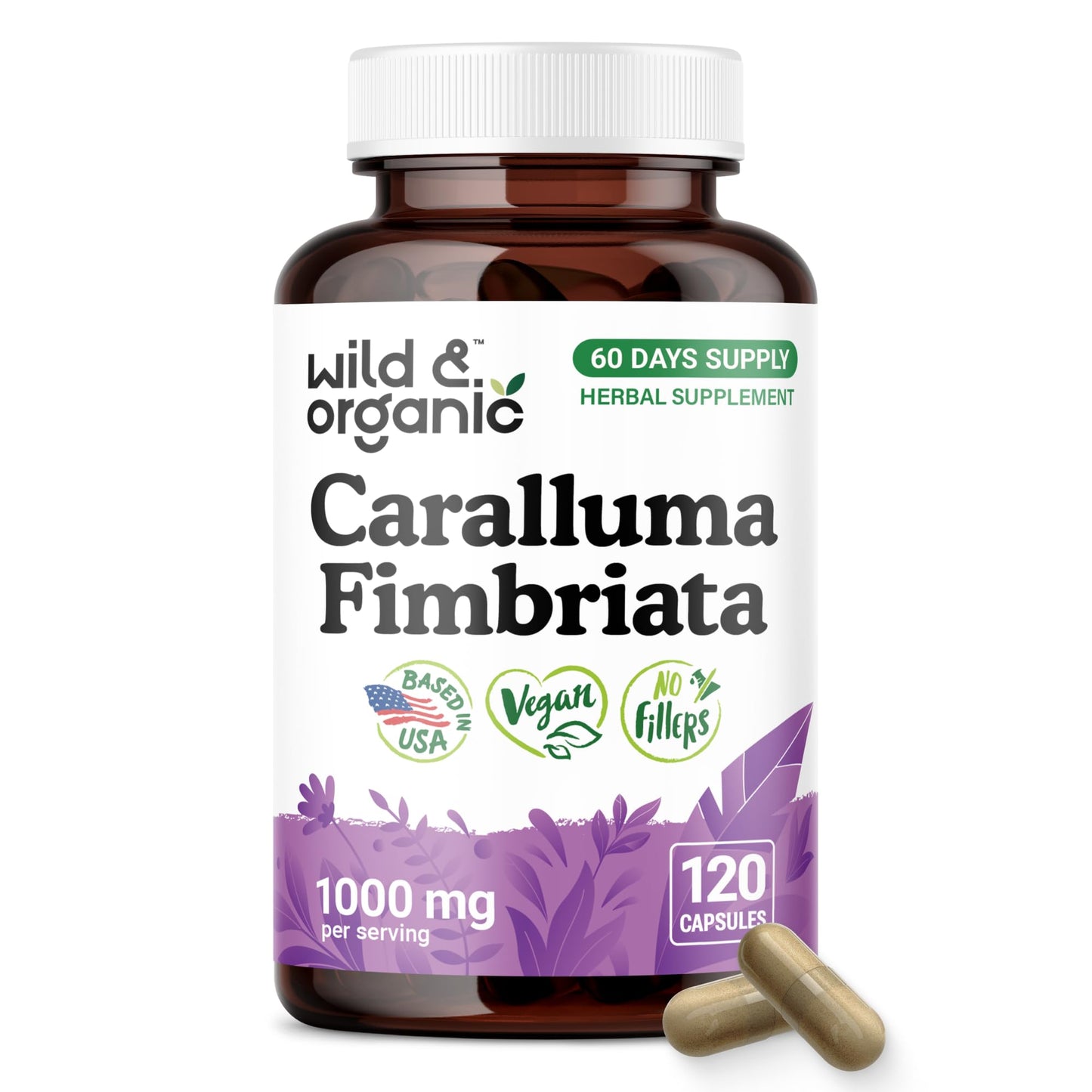 Wild & Organic Caralluma Capsules 1000 mg, 120 Count