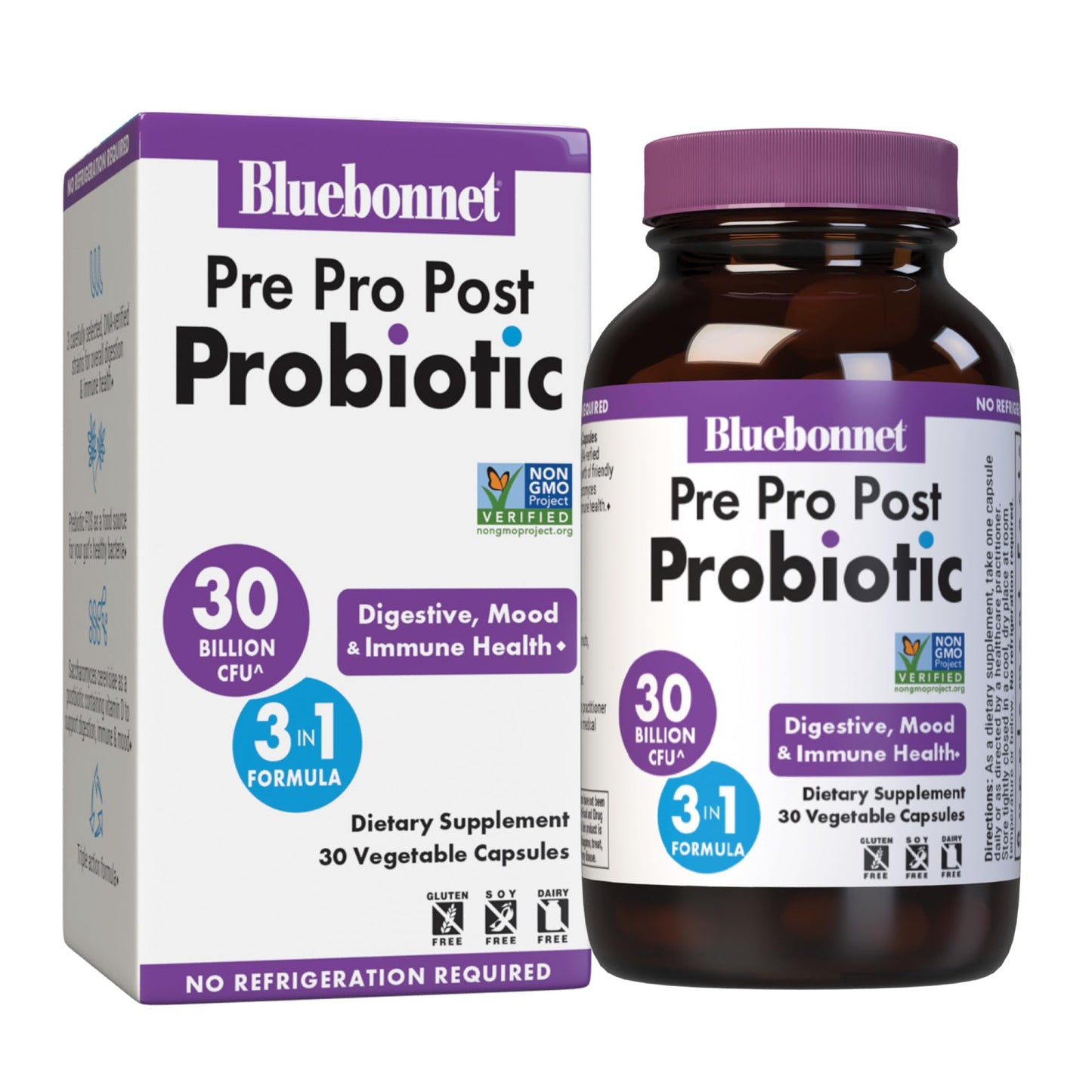 BlueBonnet Pre Pro Post Probiotic 30 Billion CFU Capsules, 30 Count
