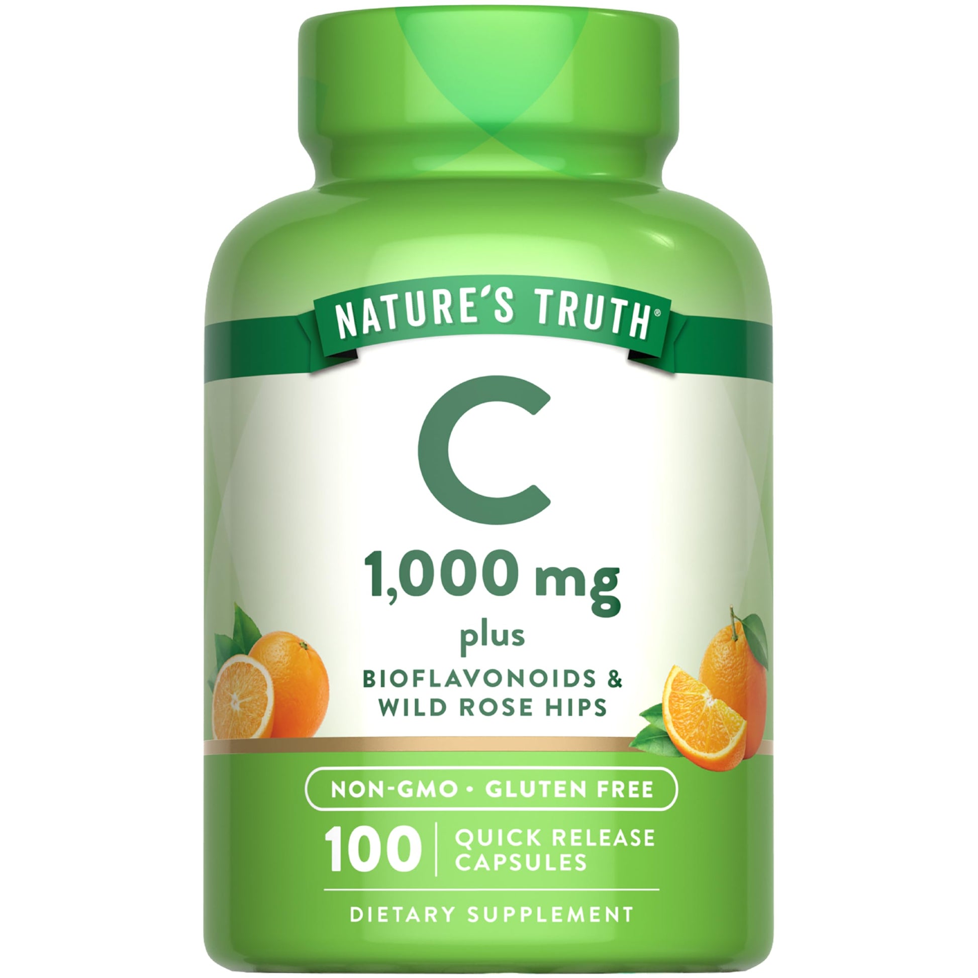 Nature's Truth Vitamin C 1000mg with Wild Rose Hips & Bioflavonoids Capsules, 100 Count