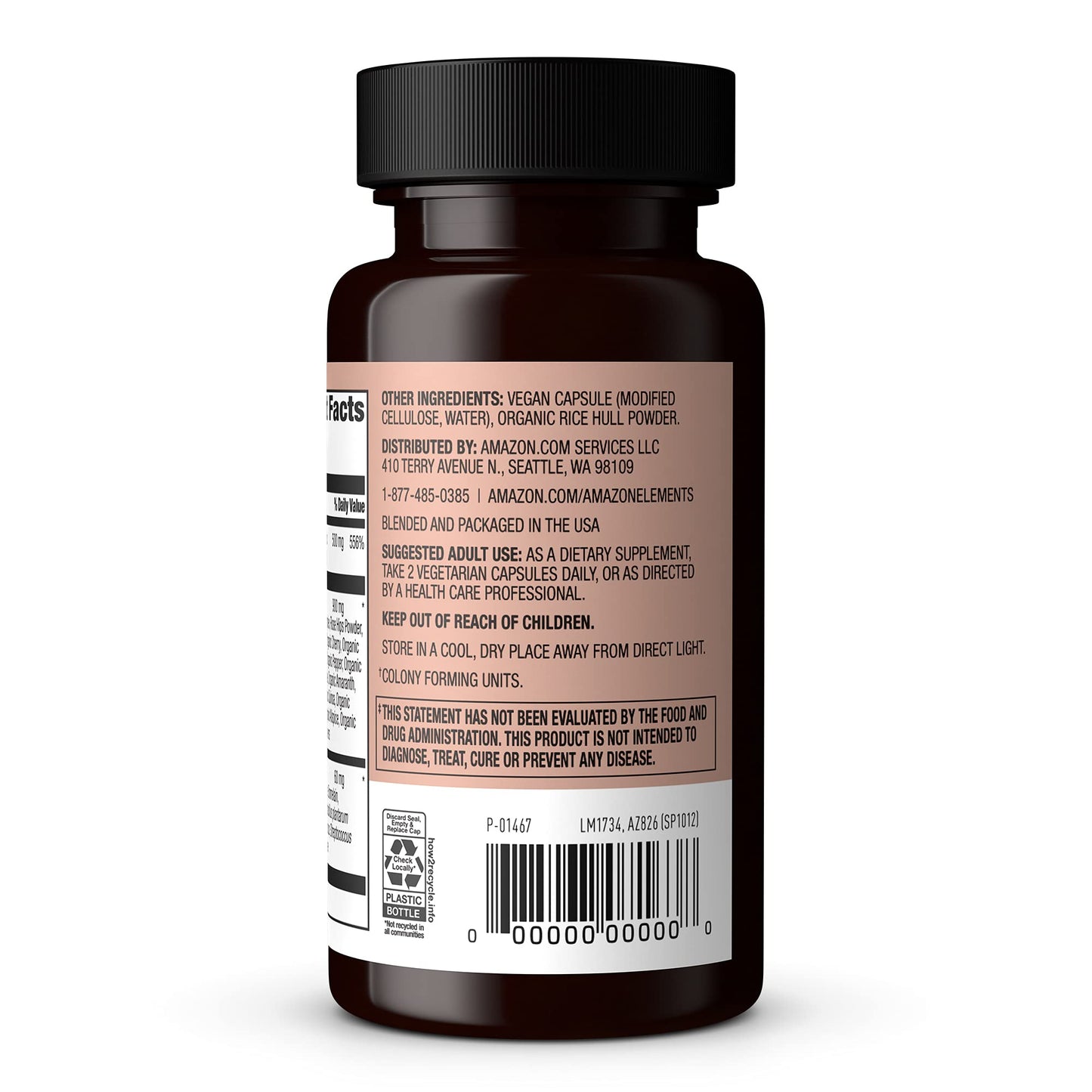 Amazon Elements Whole Food Vitamin C Capsule, 60 Capsules