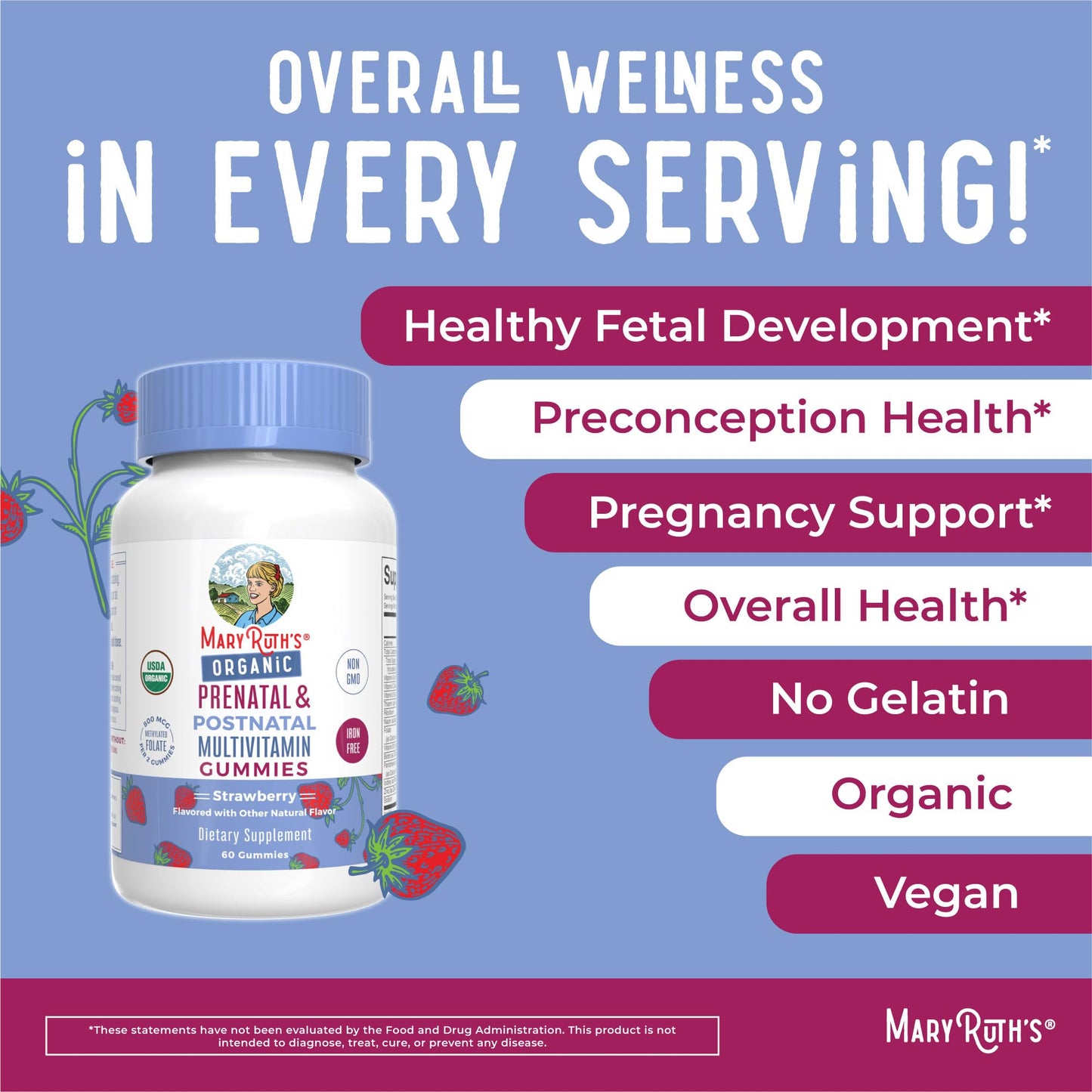 MARYRUTH'S Prenatal Postnatal Multivitamin Gummies, 120 Count