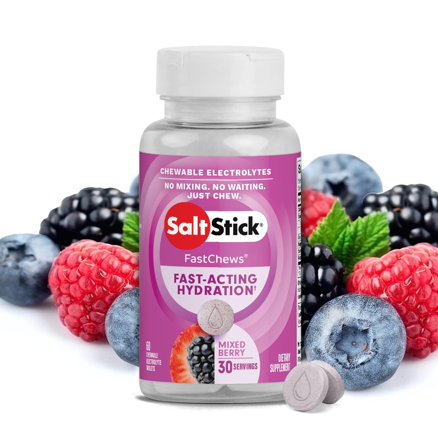 SaltStick Electrolyte FastChews Chewable Tablets, 60 Count
