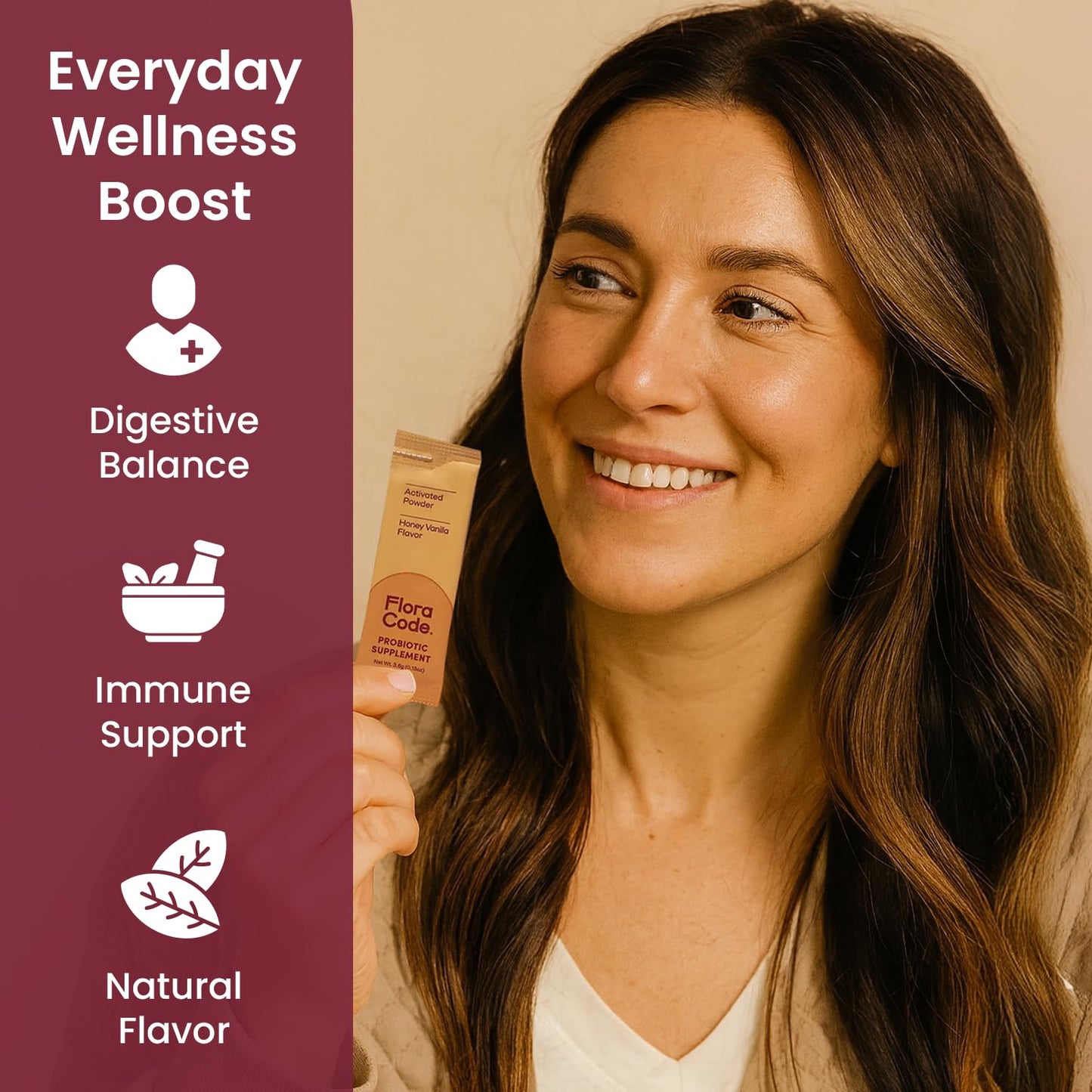 Flora Code Probiotics for Women Honey Vanilla Probiotic Powder, Activated Formula with DE111, 4.01 Ounce