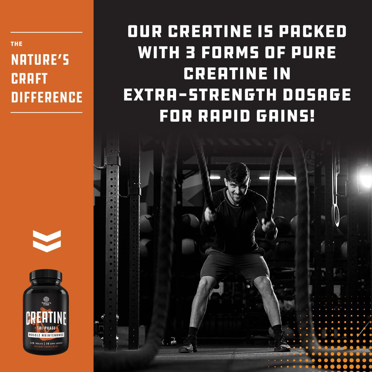Natures Craft Creatine Tablets 5g - Creatine Monohydrate, Creatine HCL & Pyruvate, 120 Tablets
