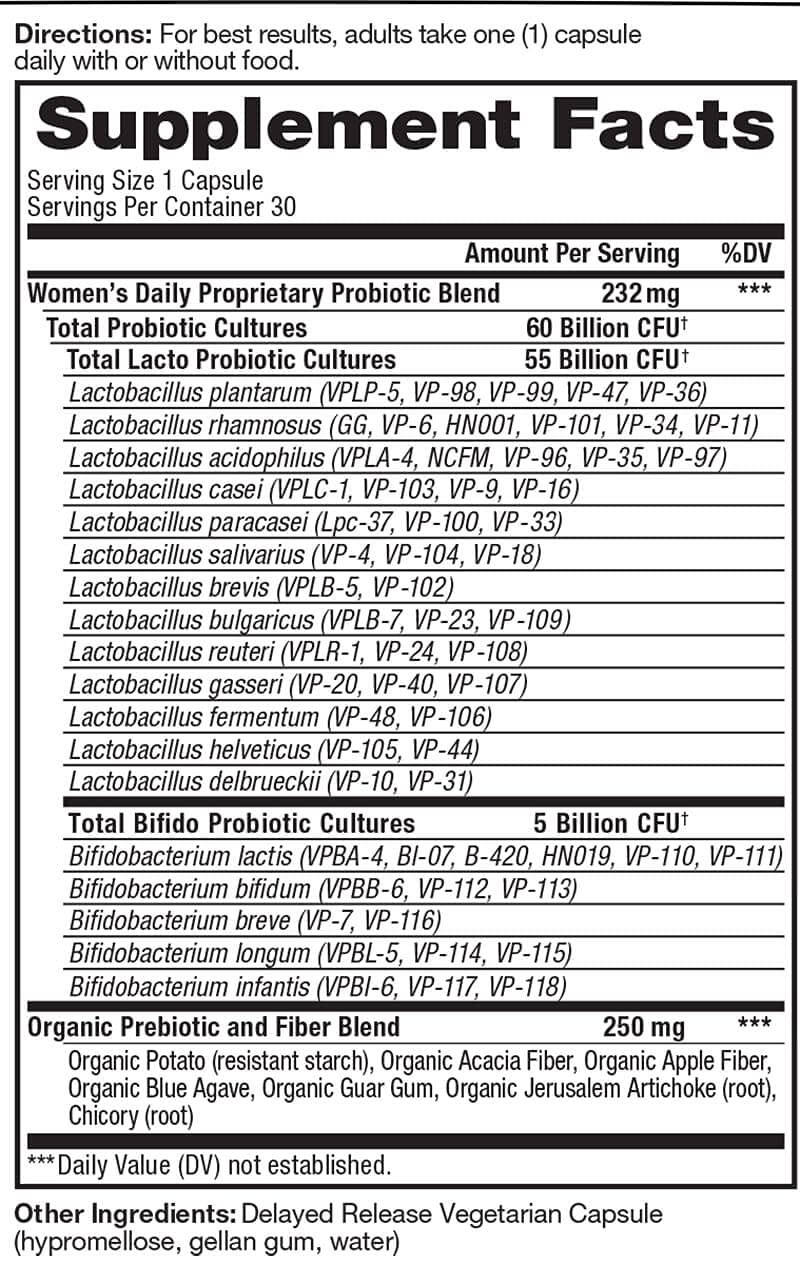 Vital Planet Vital Pro Naturals - Women's Daily Probiotic Plus Prebiotics Capsule, 30 Count