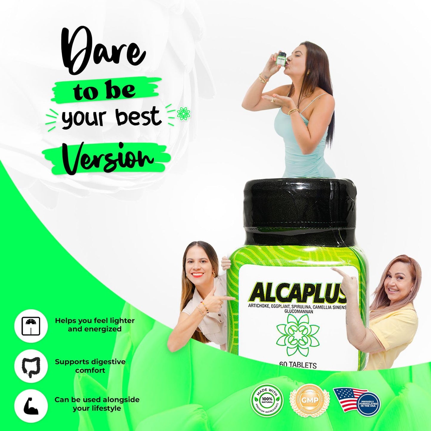 ALCAPLUS Original Natural Weight Loss Pills for Detoxifying and Controlling Appetite Caplets, 3