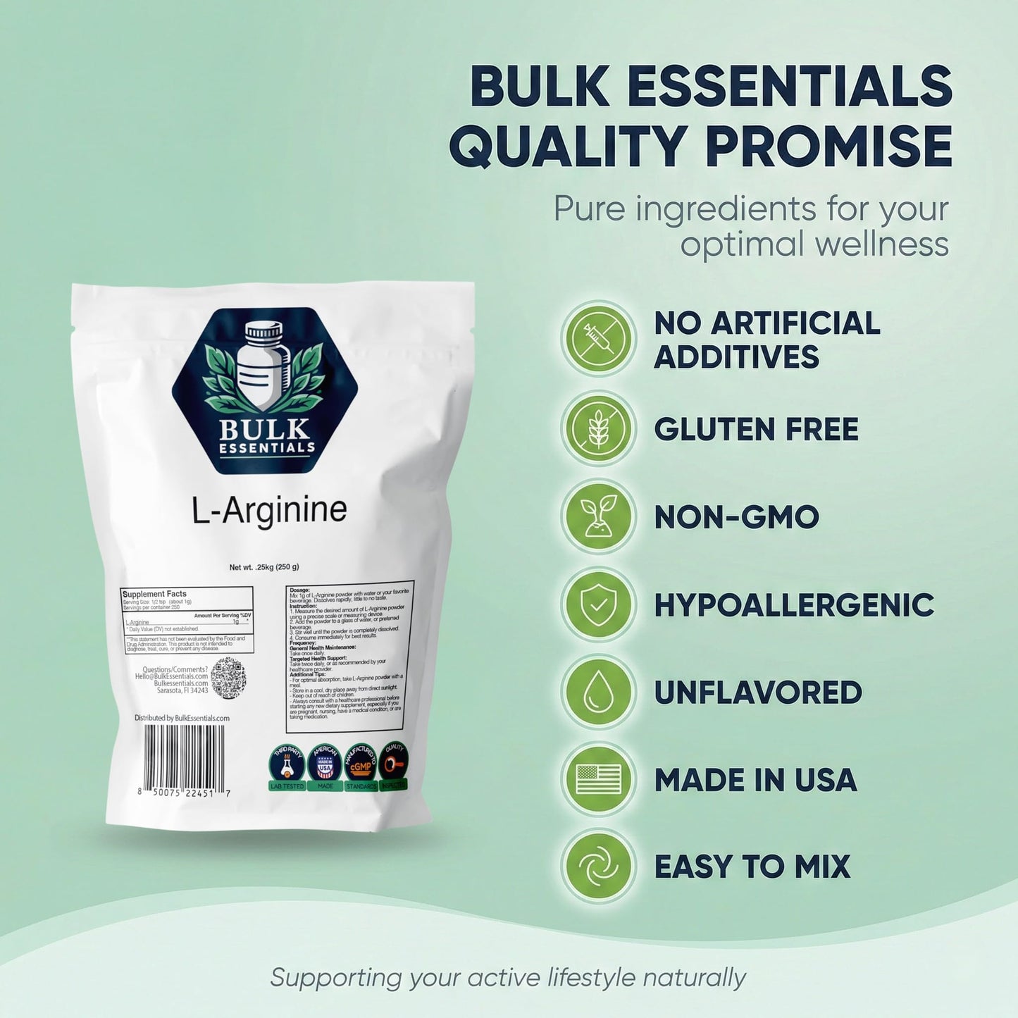 Bulk Essentials L-Arginine Powder, Unflavored, 8.82 oz (250 g)