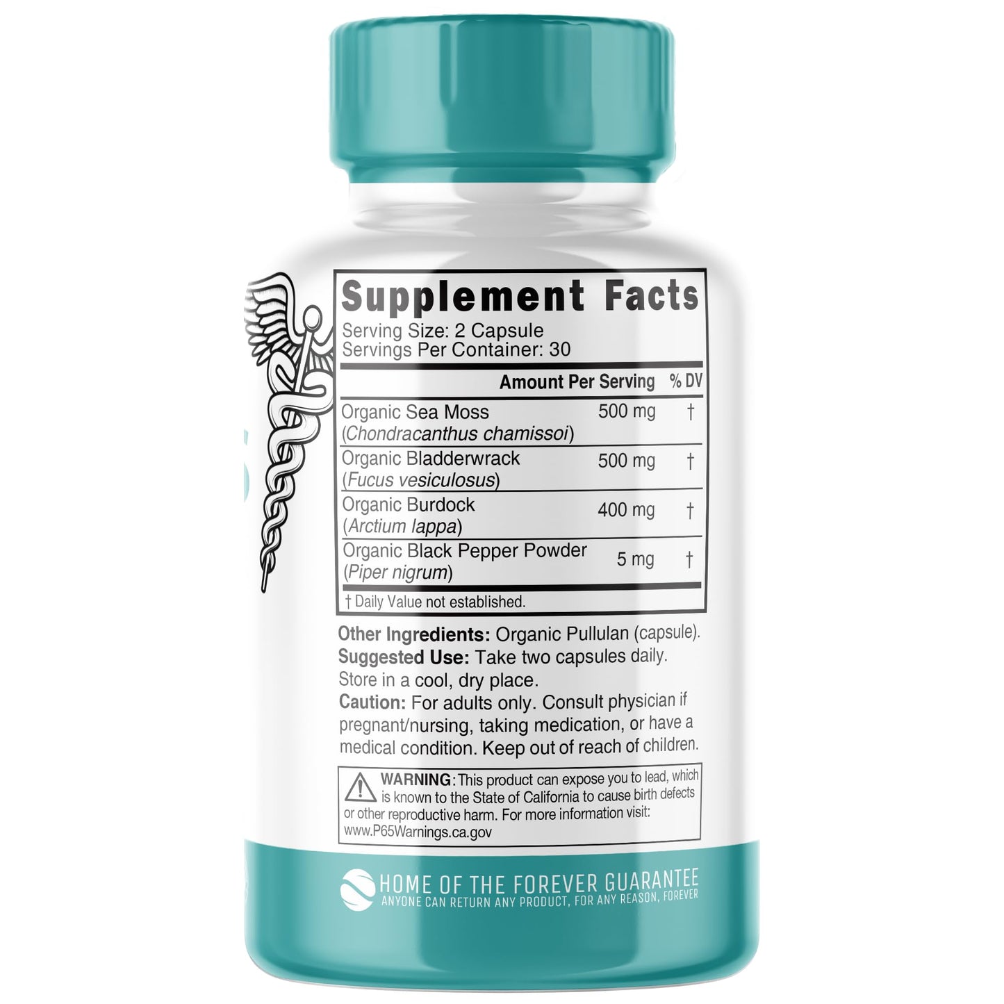 Nature's Fusions Nutri Certified Organic Sea Moss Capsules Sea Moss Complex Non-GMO, 60 Capsules