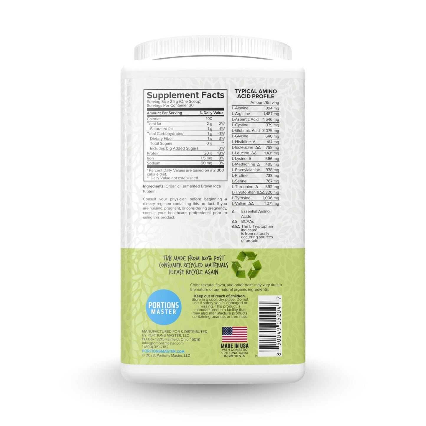 Portions Master Plant Protein Powder 26.4 Servings