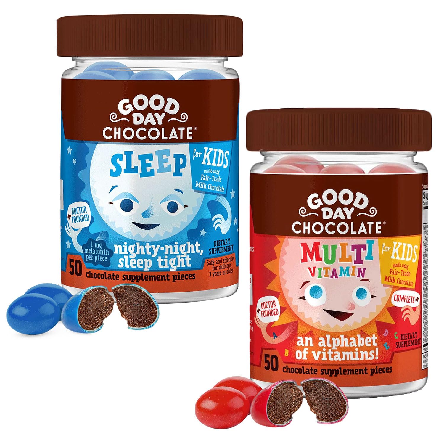Good Day Chocolate Complete Multivitamin for Kids and Kids Melatonin Sleep Aid Chewable 100
