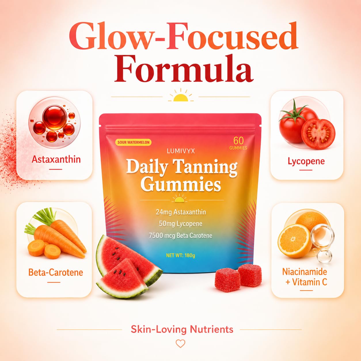 SARAMAES Lumivyx Tanning Gummies Gummy 60 Count