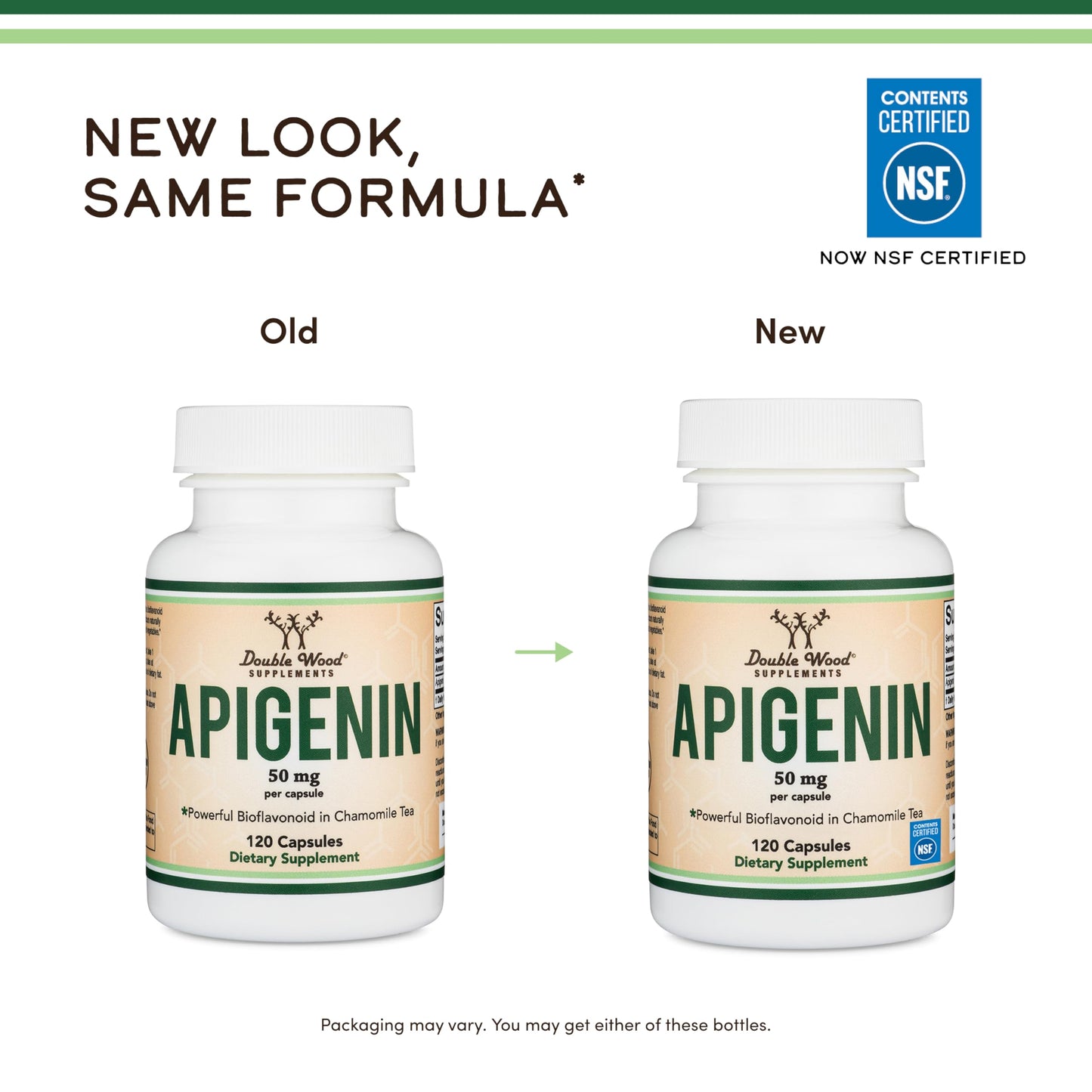 Double Wood Supplements Apigenin 50mg Capsule, 120 Count