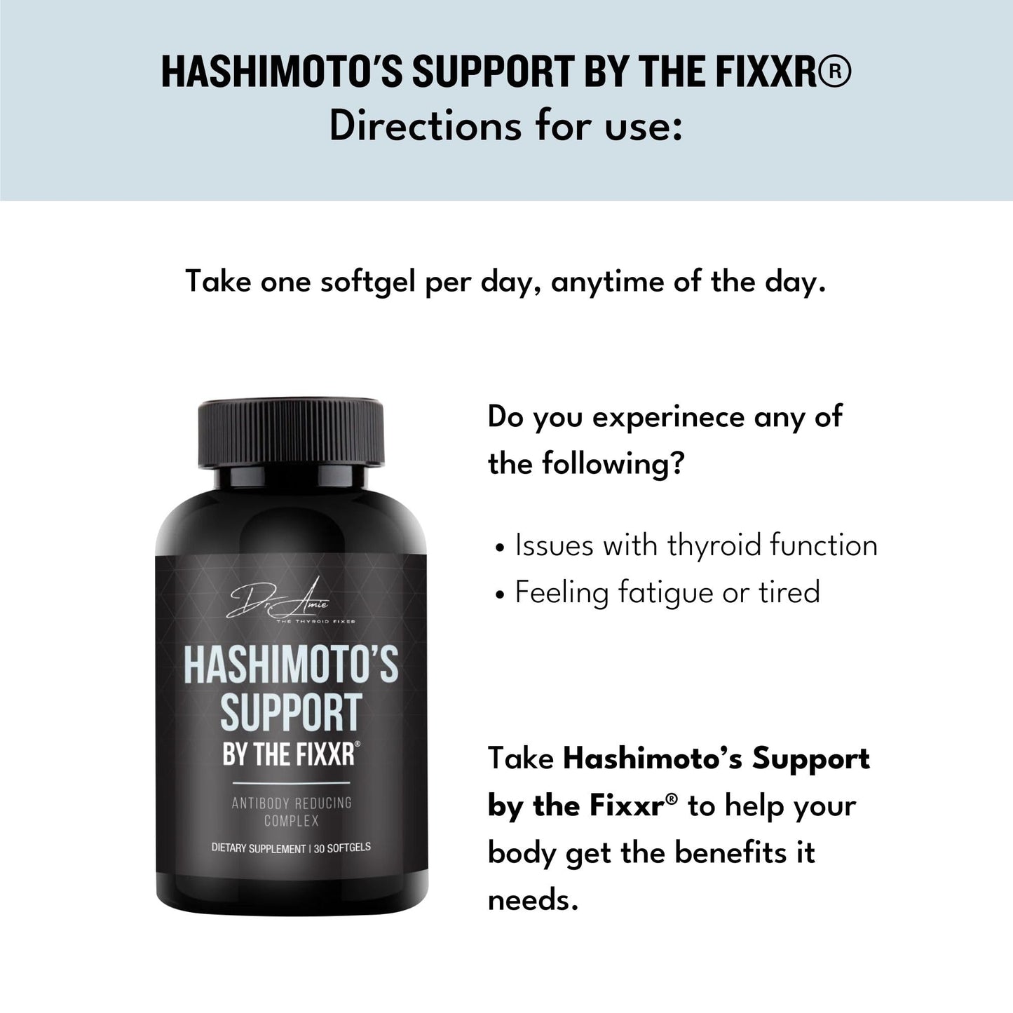 Fixxr Hashimoto's Support by Dr. Amie Antibody Reducing Complex Softgels, 30 Count