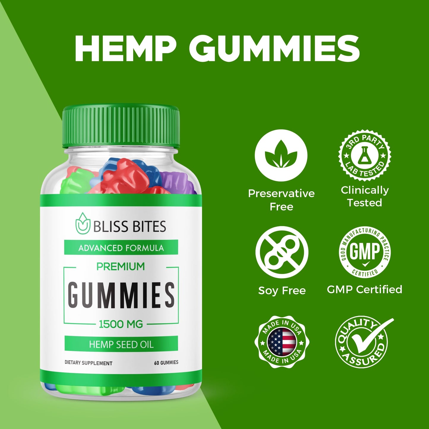 Purvia Bliss Bites Hemp Gummies 60 Gummies