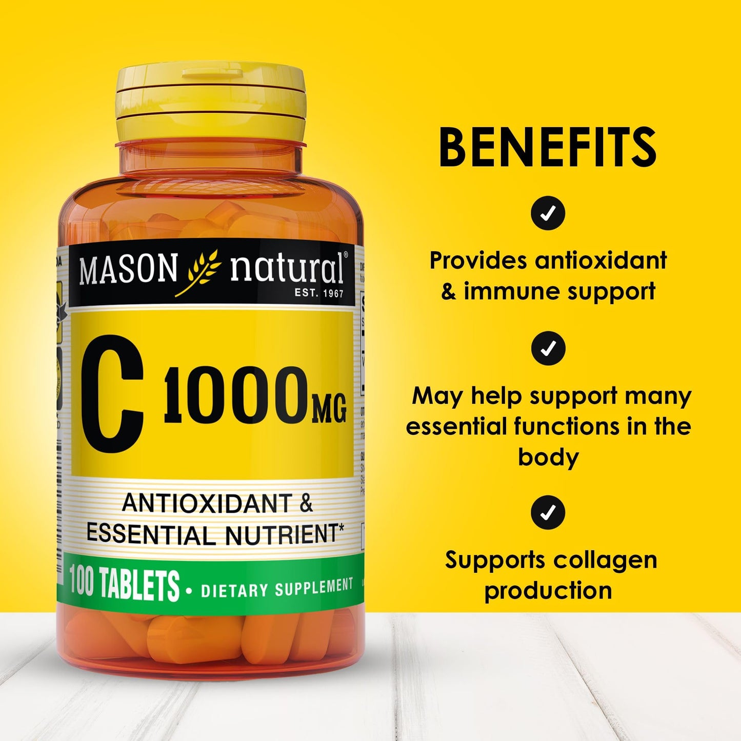 Mason Natural Vitamin C 1000 mg Tablet, 100 Count