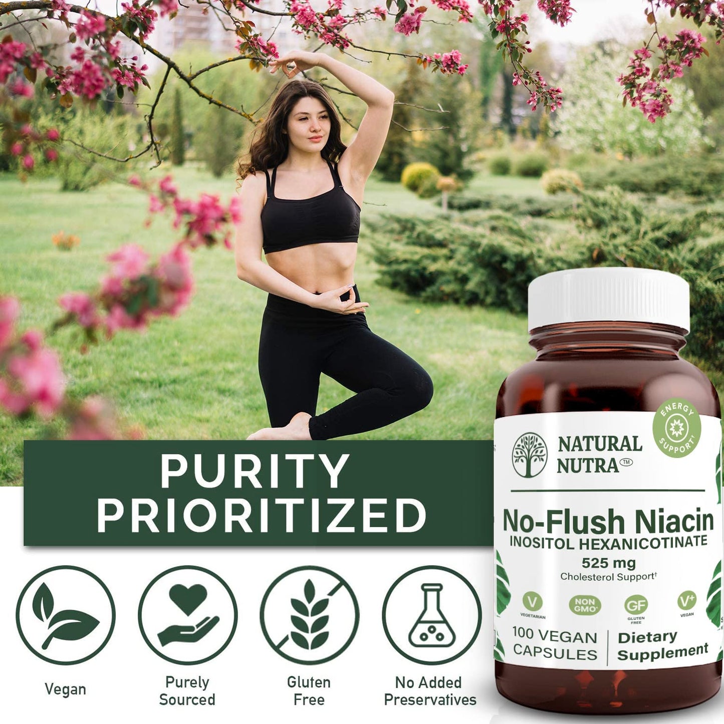 Natural Nutra No Flush Niacin Vitamin B3 Capsule, 100 Capsules