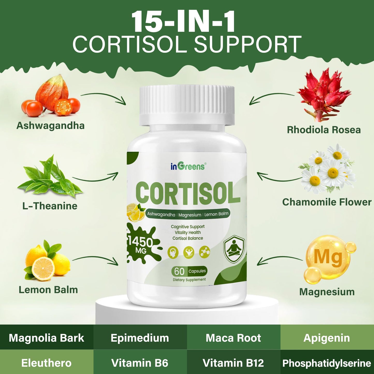 inGreens Cortisol Supplement Capsule, 60 Capsules