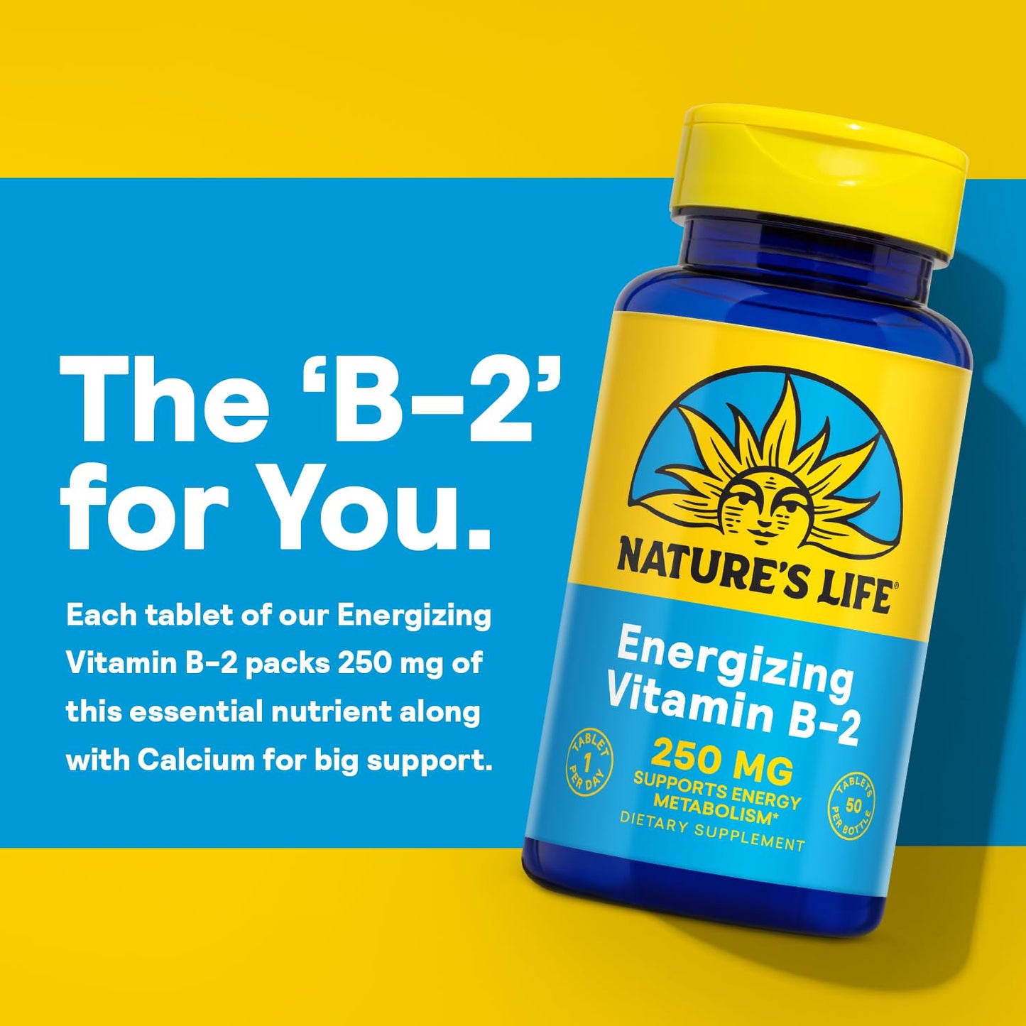 Nature's Life Vitamin B-2 250 mg Capsules, 50 Capsules