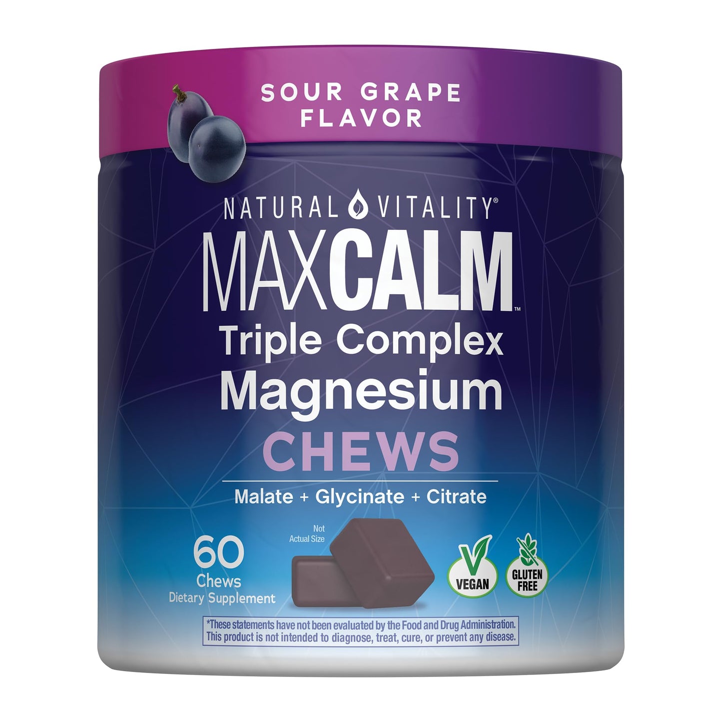Natural Vitality MaxCalm Triple Complex Magnesium Chews Gummy 50 Count