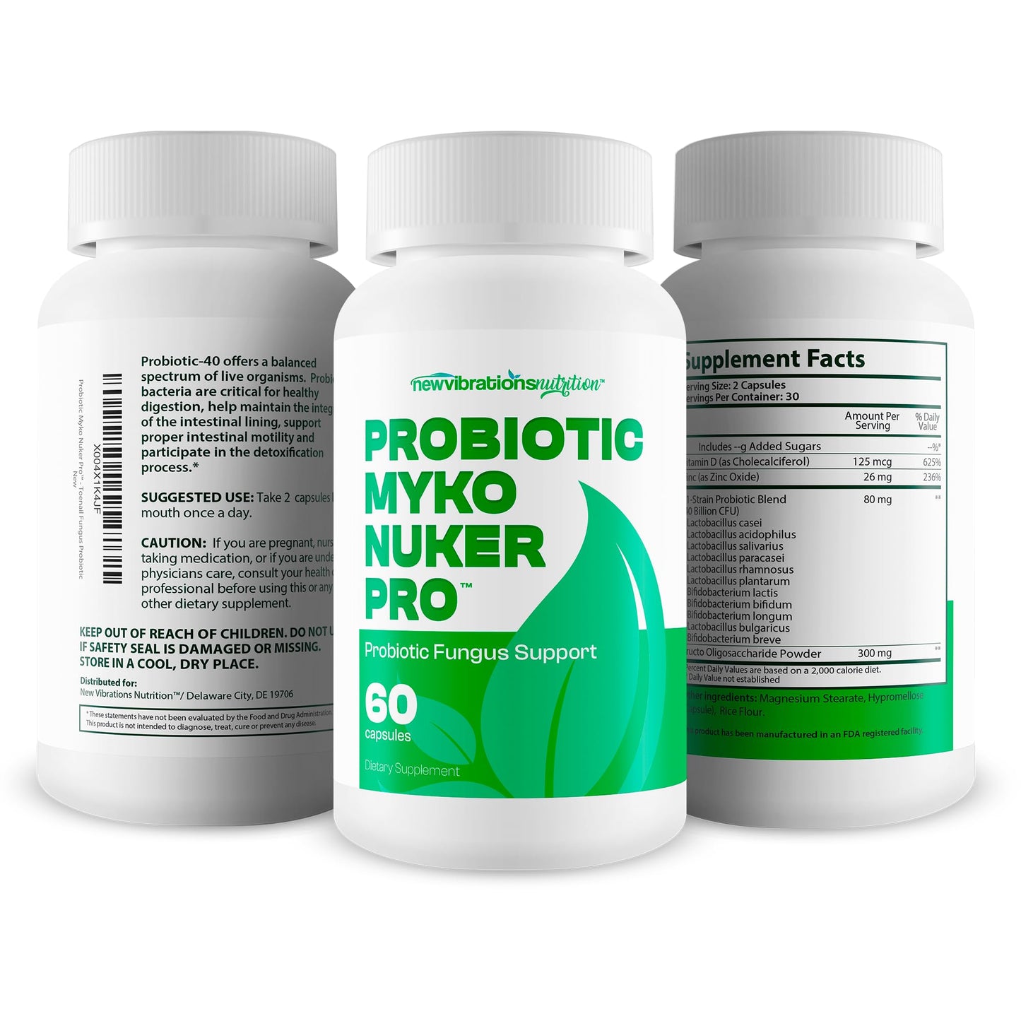New Vibrations Nutrition Probiotic Myko Nuker Pro Capsule, 60 Count