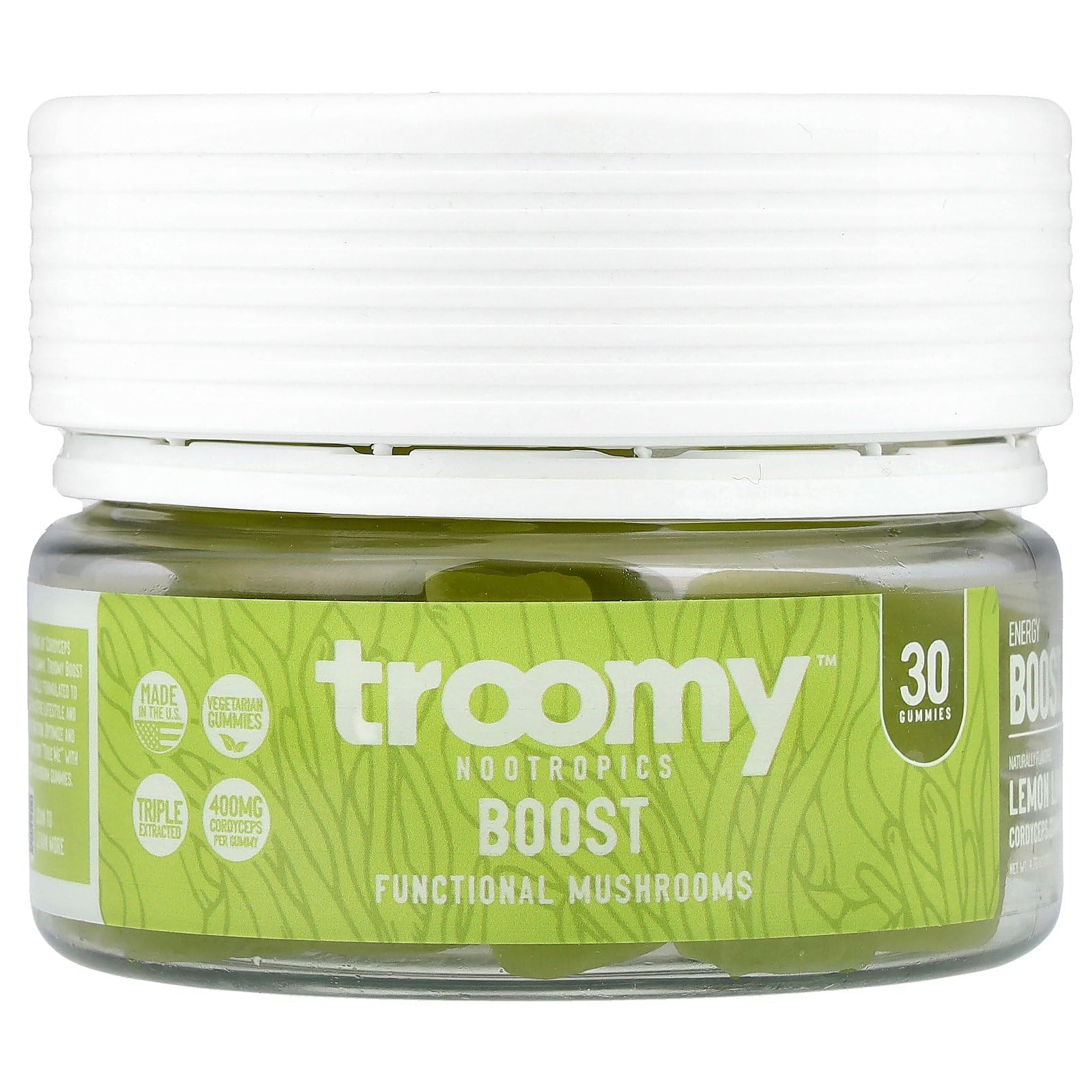 Troomy Nootropics Reishi Mushroom Gummies with Ashwagandha - Berry Acai, 30 Gummies