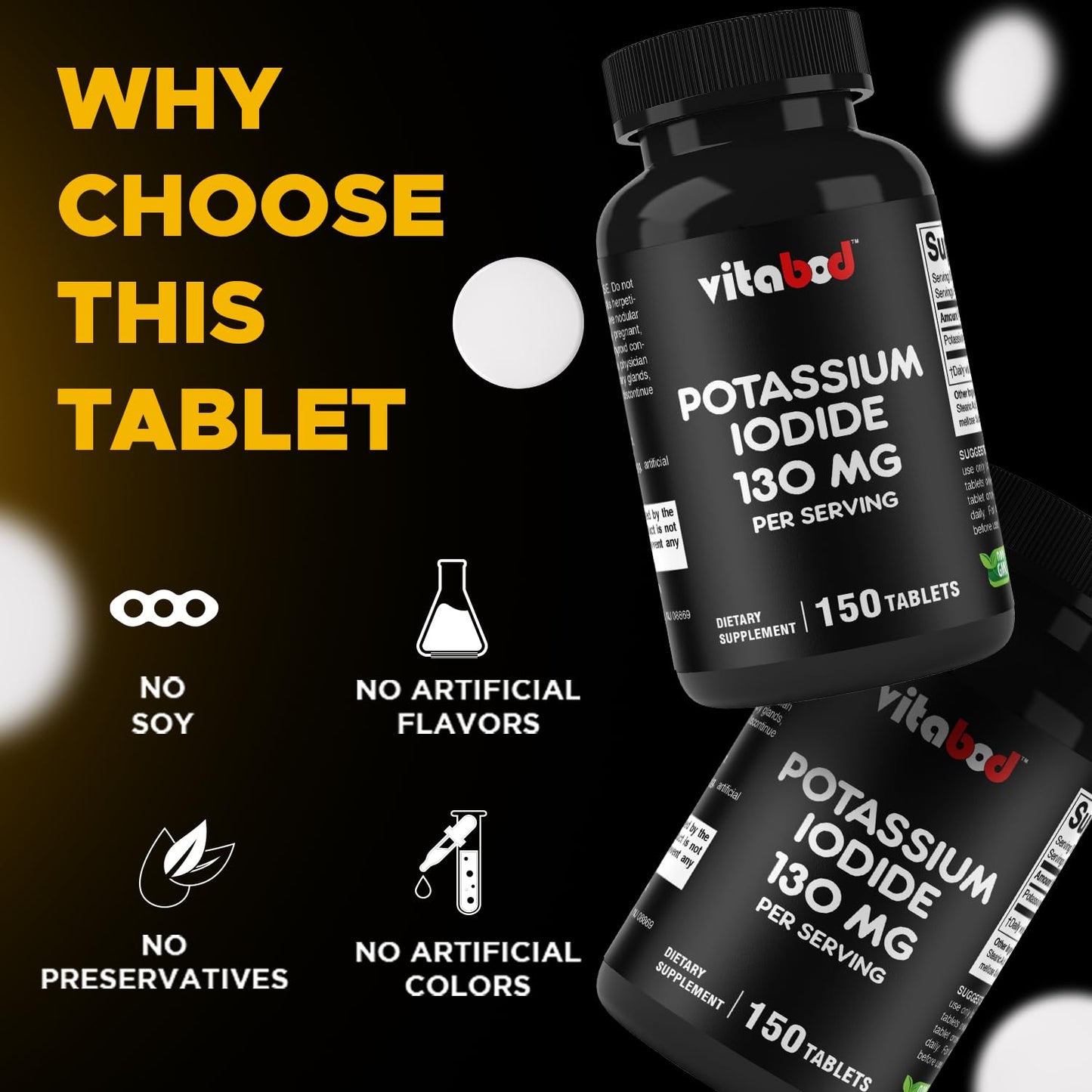Vitabod Potassium Iodide Dietary Supplement, 150 Tablets