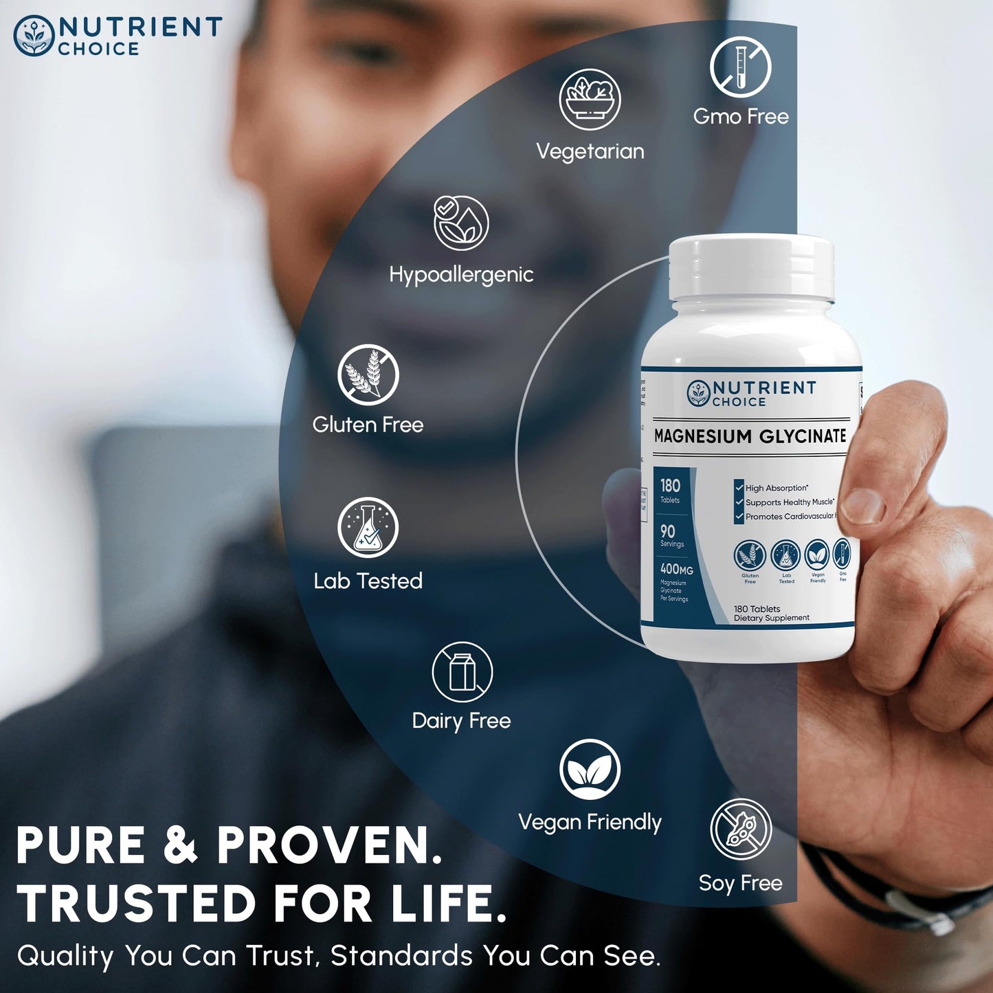 SAFECASTLE Magnesium Glycinate 400 mg Tablets, 180 Tablets