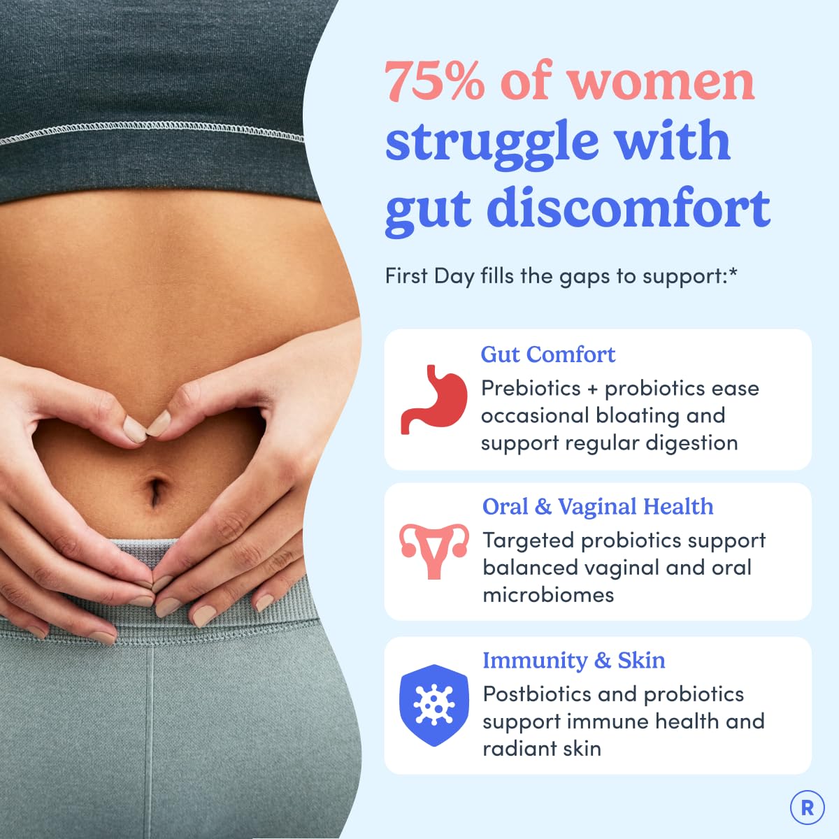 FIRST DAY Women’s Good Gut Tribiotic Gummies 60 Count