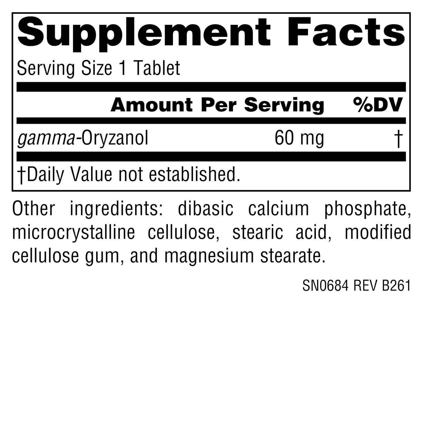 Source Naturals Athletic Series Gamma Oryzanol 60 mg Tablet, 100 Tablets