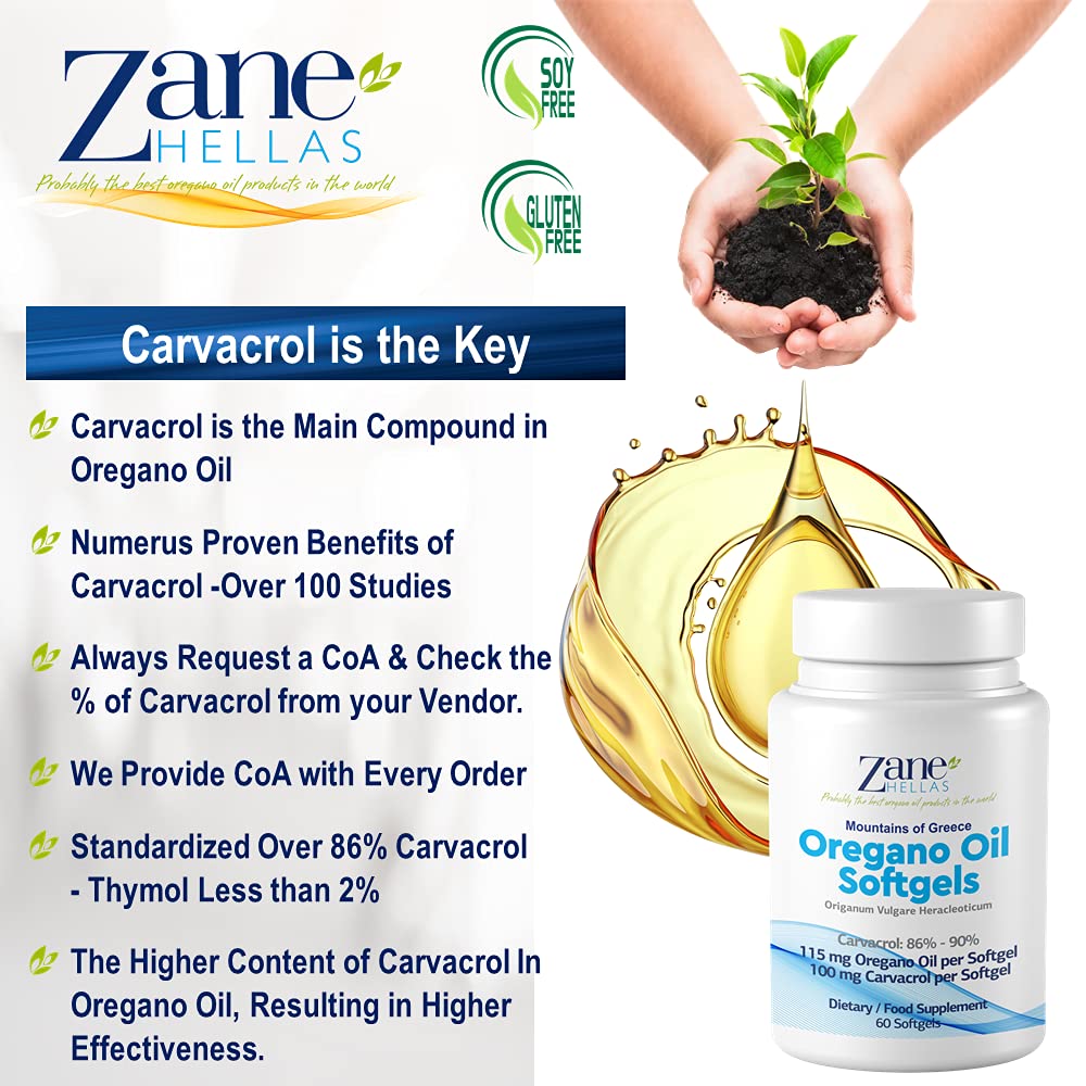 Zane Hellas Oregano Oil Softgels, 60 Softgels