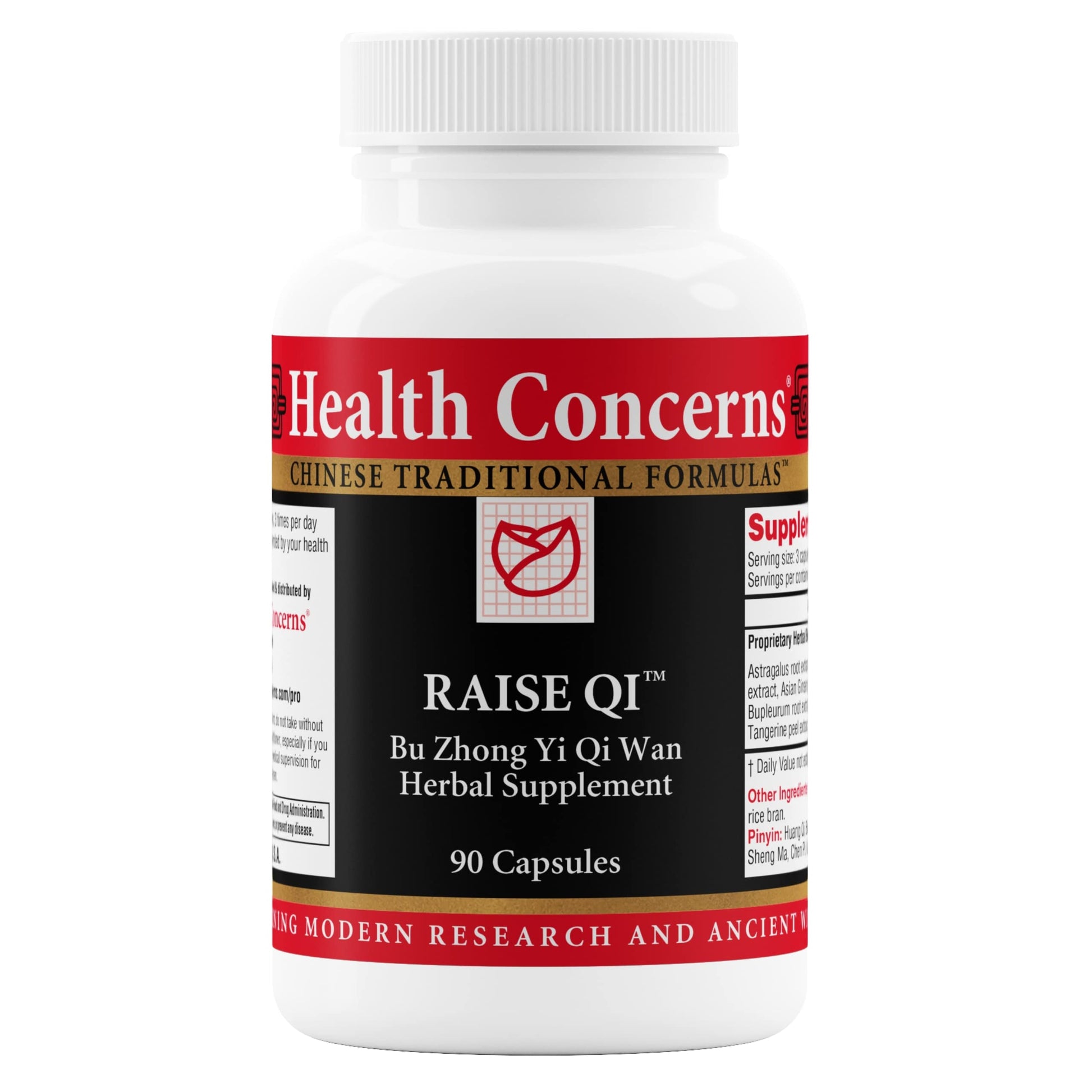 Health Concerns Raise Qi – Energy & Immune System Support – Bu Zhong Yi Qi Wan Formula – Astragalus, Ginseng & Dong Quai Herbal Supplement – 90 Capsules